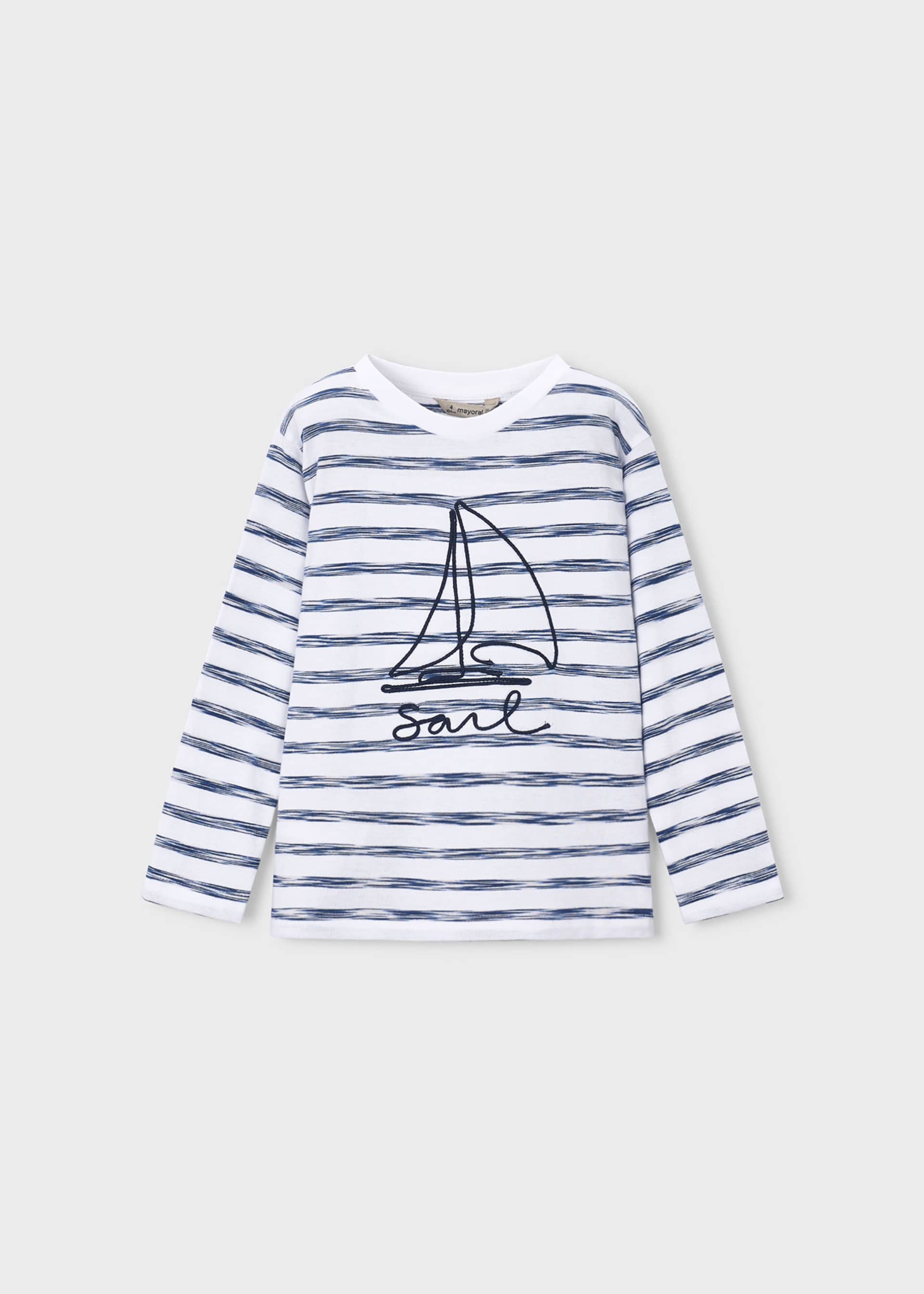 Playera manga larga rayas barco niño