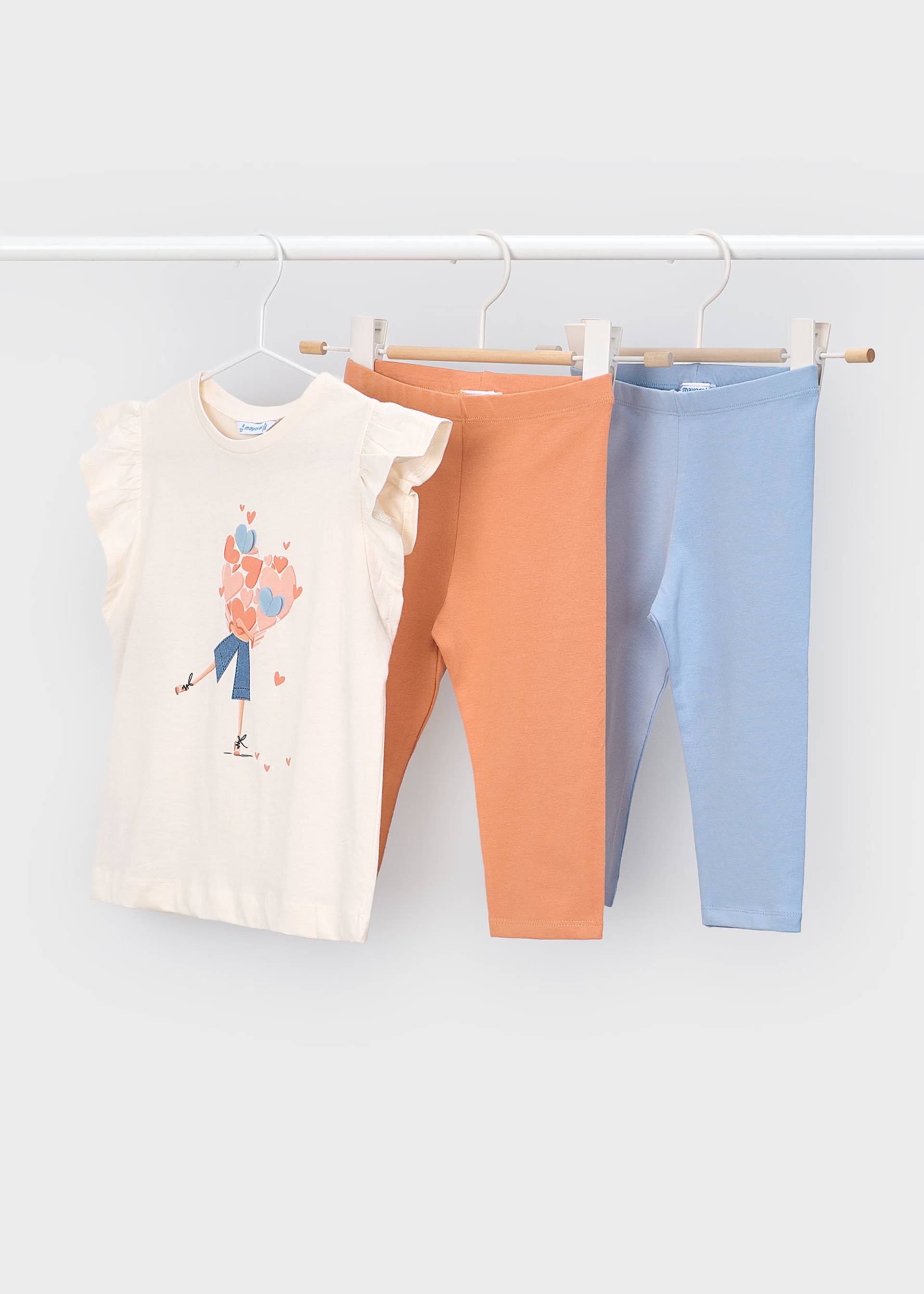 3-piece heart leggings set girl