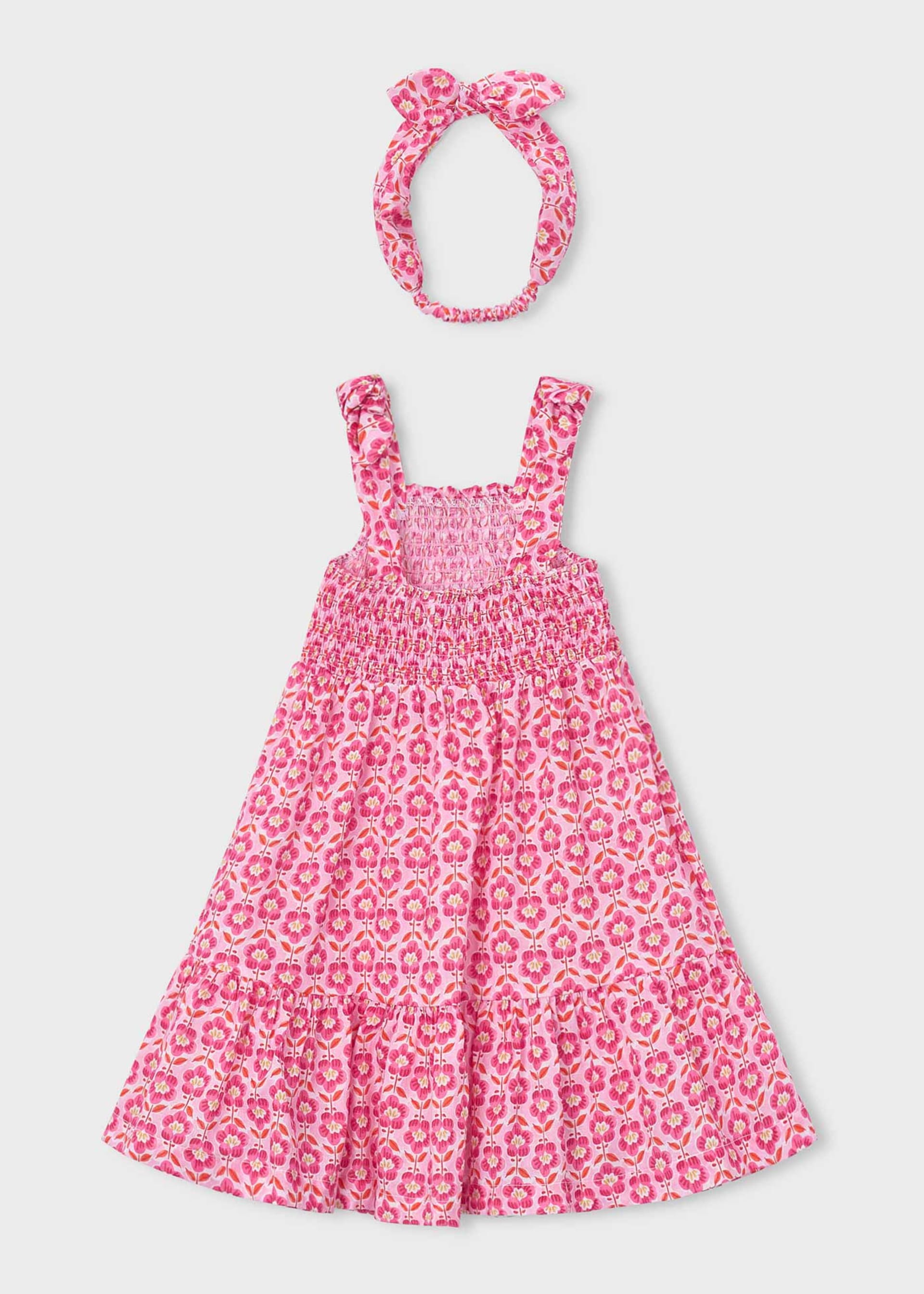 Vestito stampato con fascia abbinata bambina