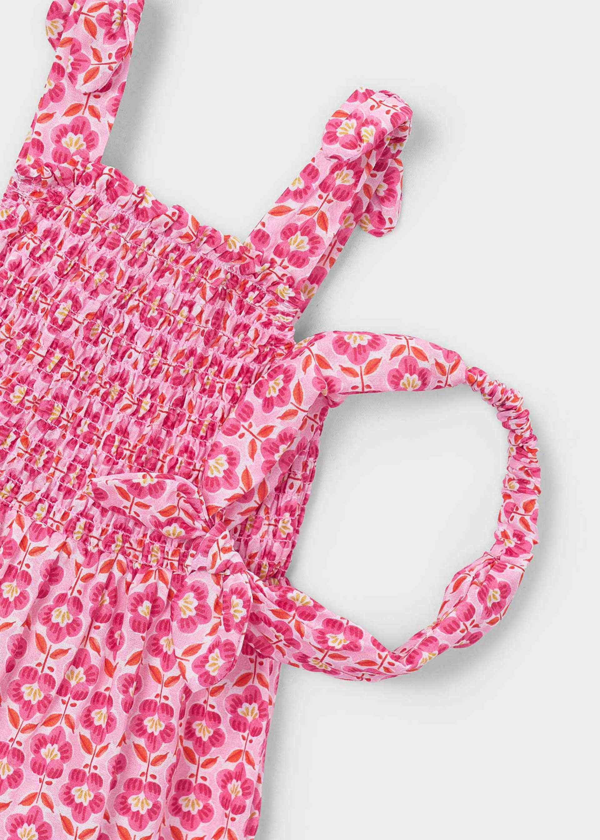 Vestito stampato con fascia abbinata bambina
