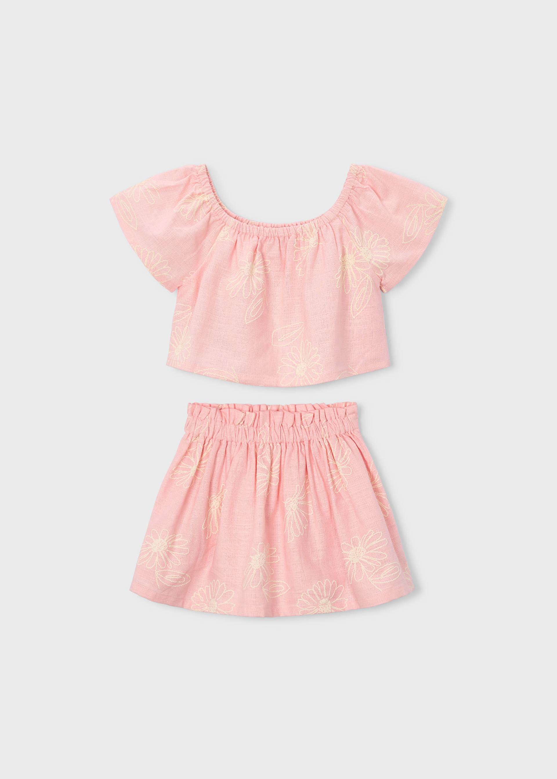 Girl Linen Skirt and T-shirt Set