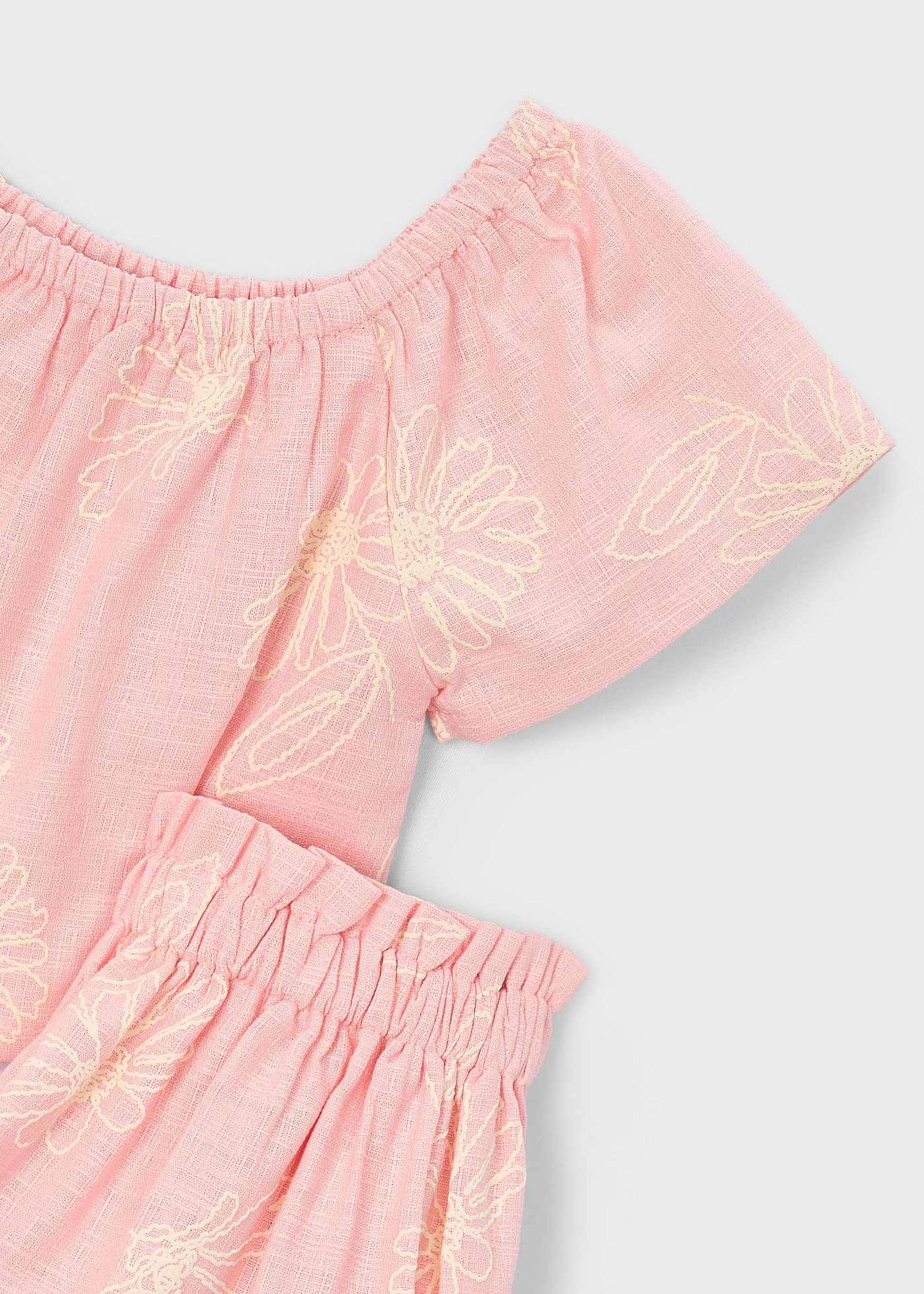 Girl's linen skirt and T-shirt set