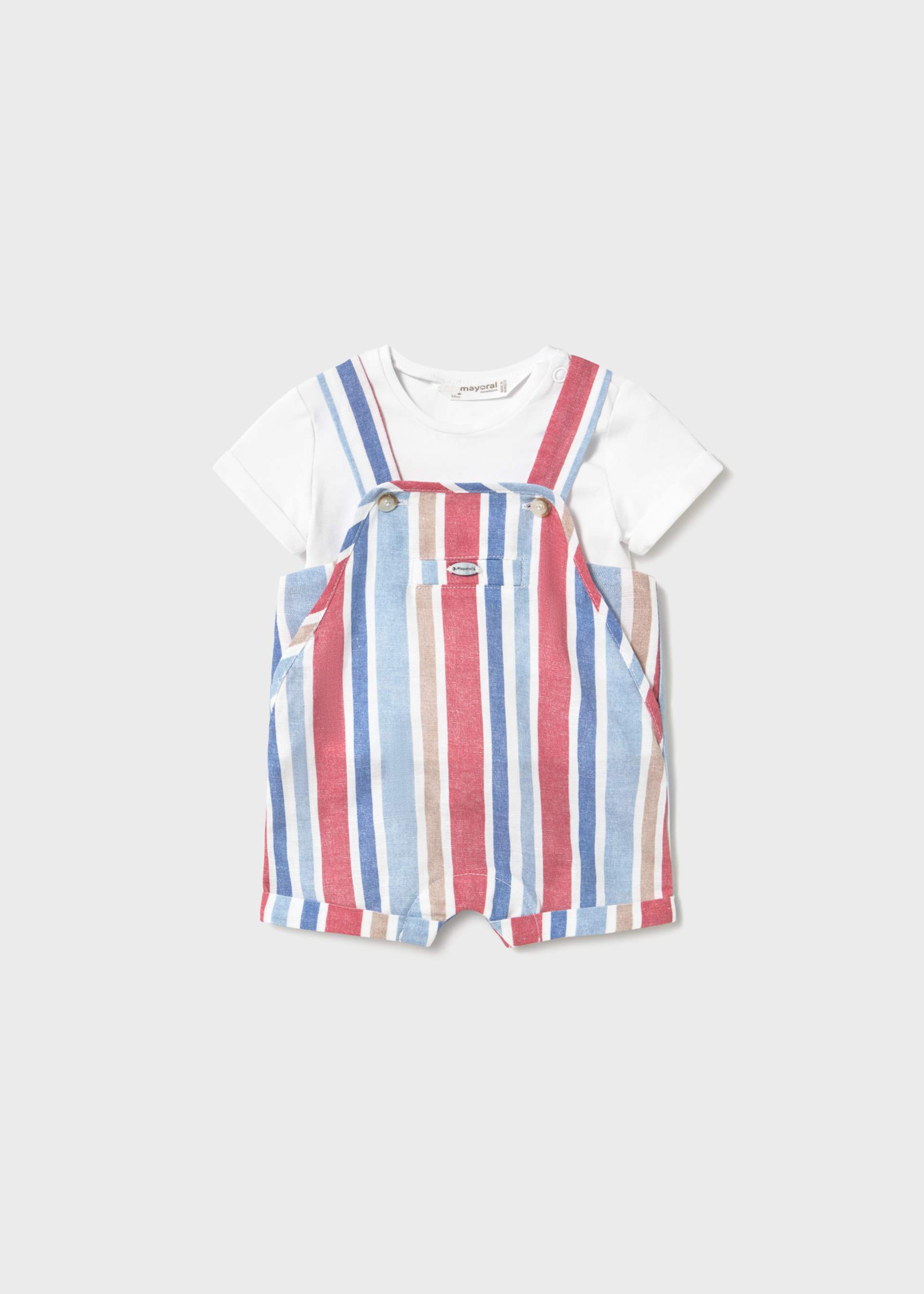 Conjunto jardineira riscas e t-shirt recém nascido Conjunto jardineira riscas e t-shirt recém nascido
