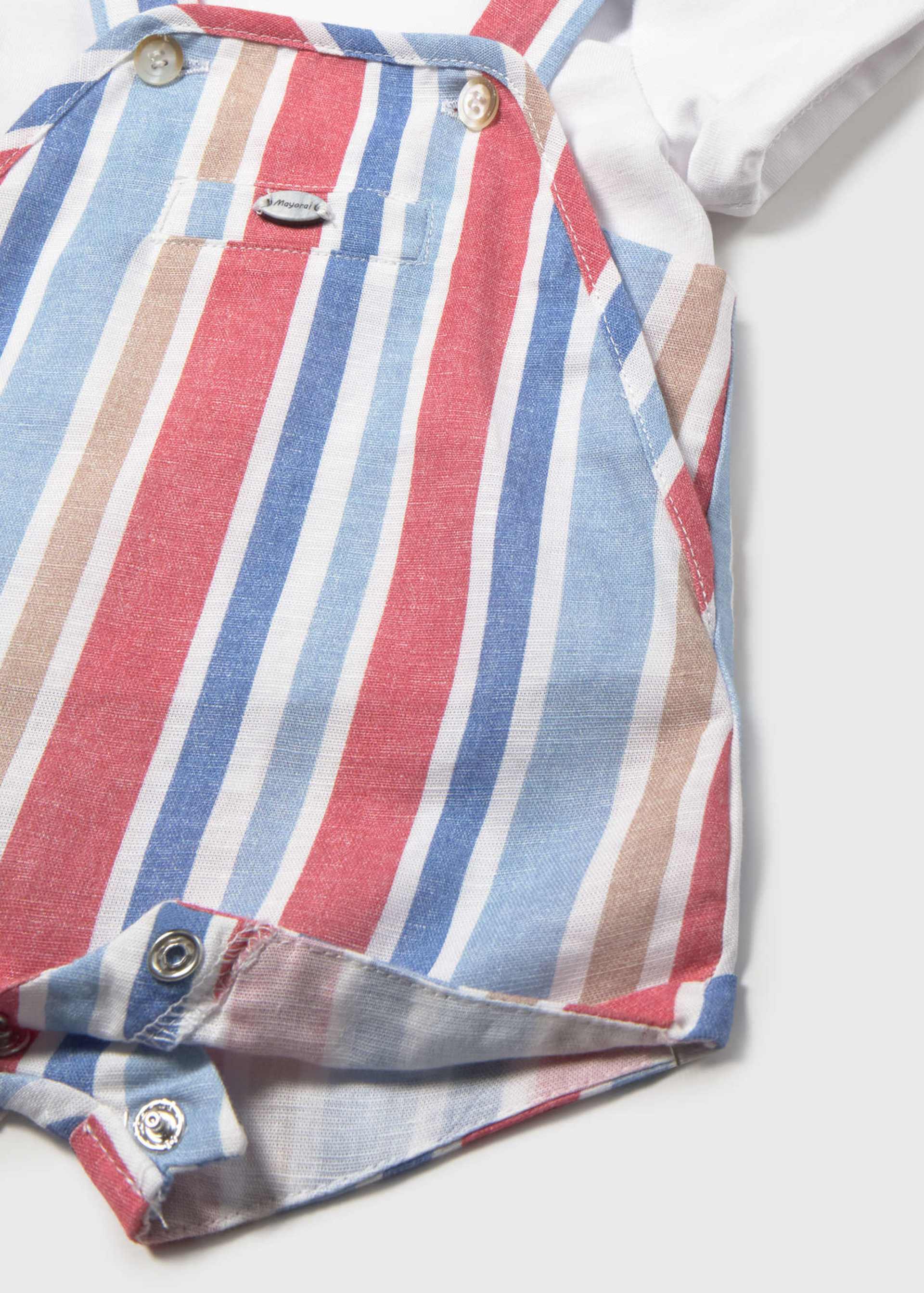 Conjunto jardineira riscas e t-shirt recém nascido Conjunto jardineira riscas e t-shirt recém nascido