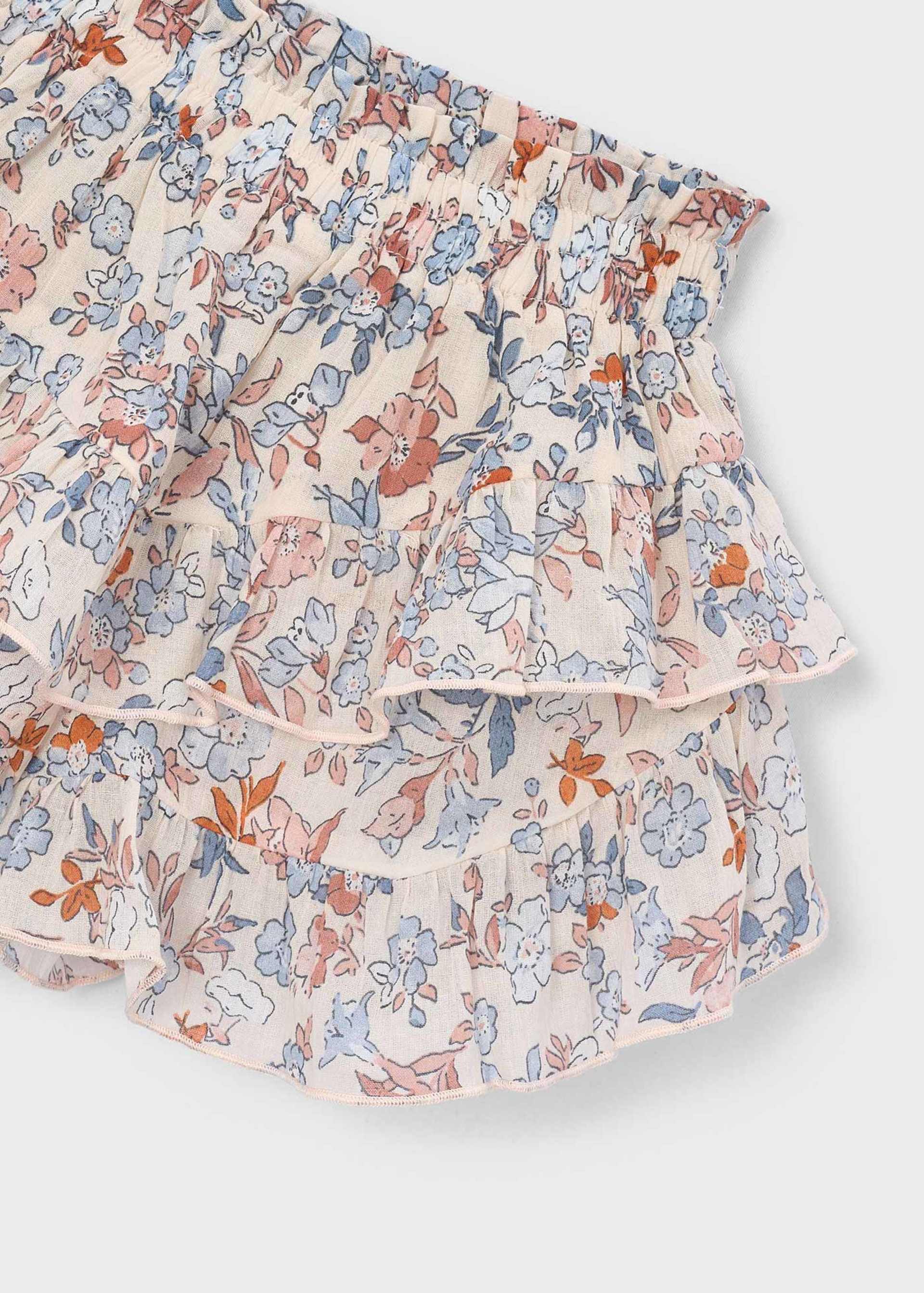 Jupe pantalon imprimée à volants fille