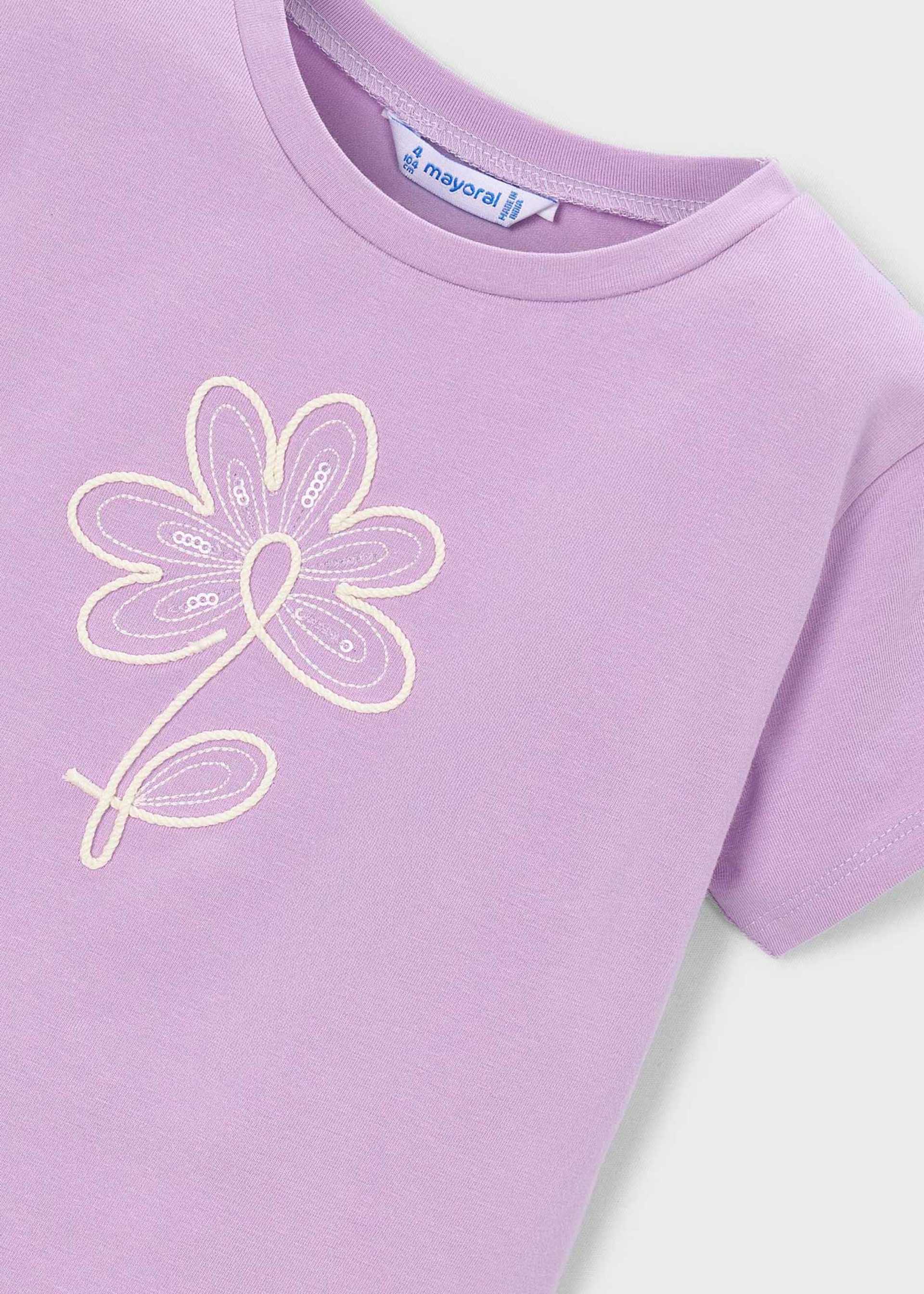 T-shirt básica flor menina