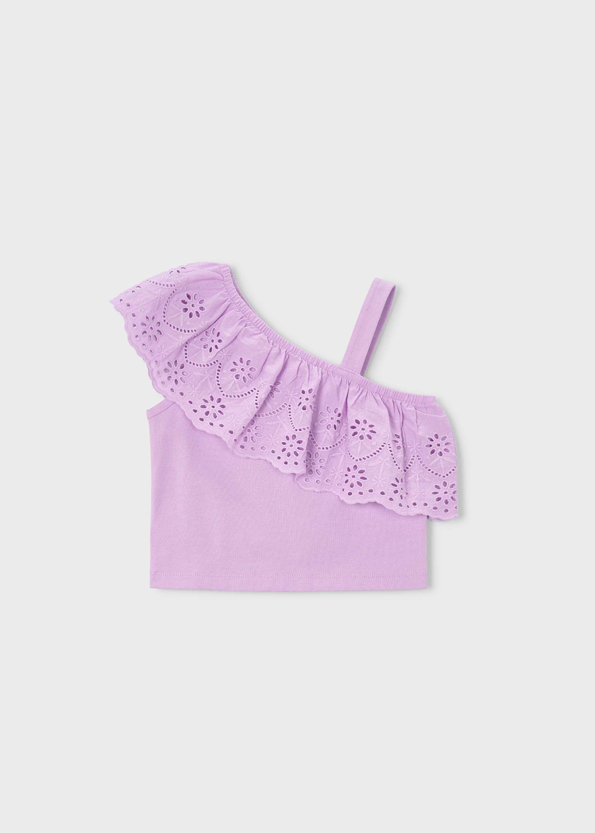 Playera de tirantes con holán niña