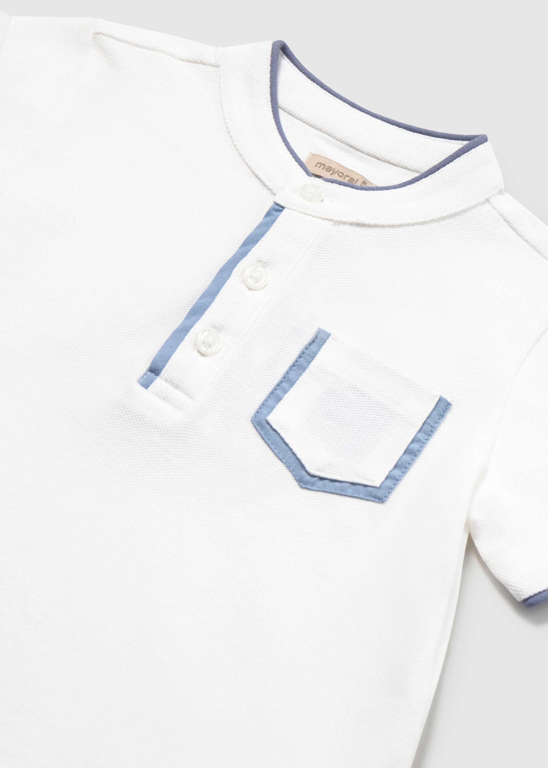 Piqué polo shirt with mandarin collar