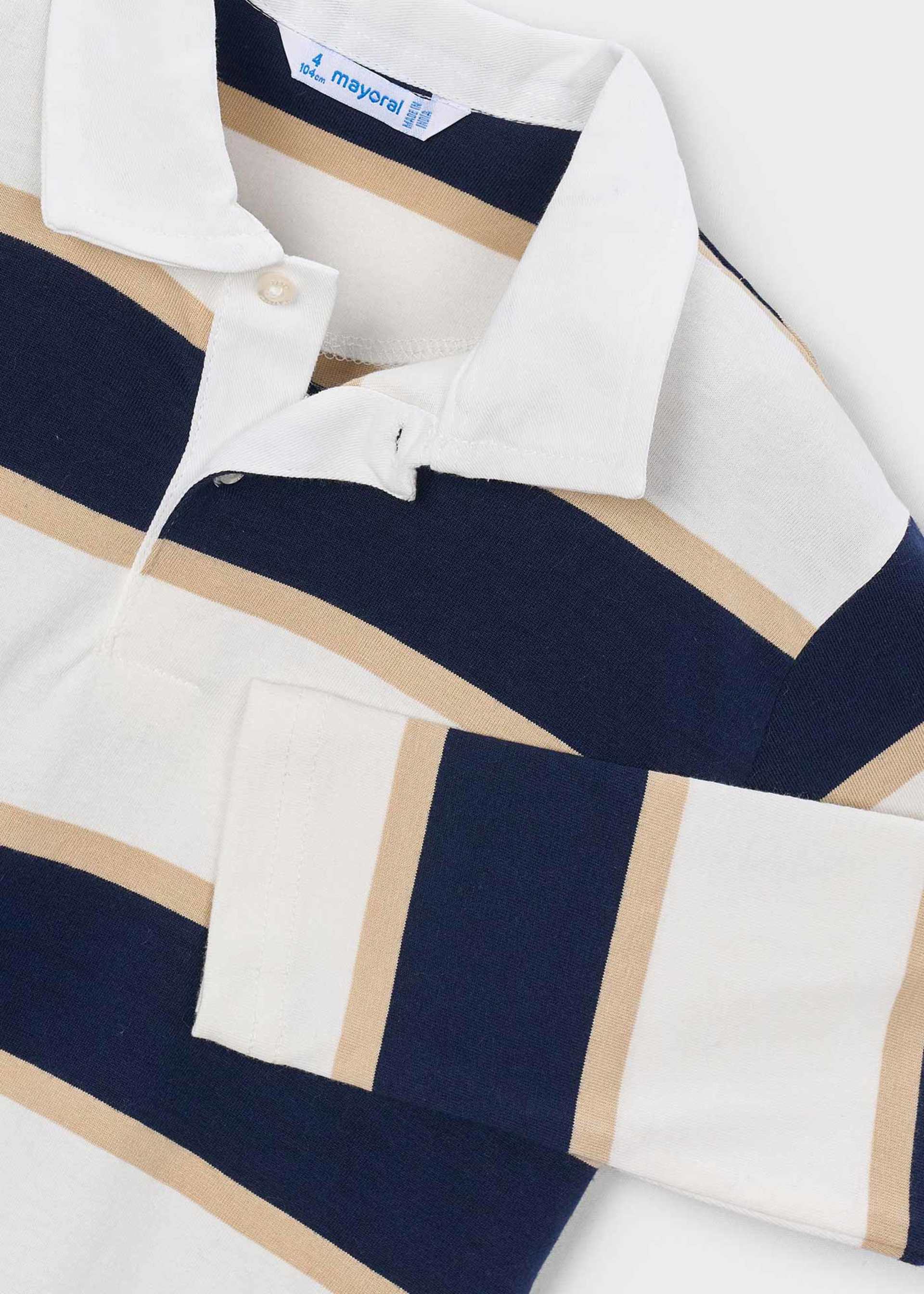 Long-sleeved striped polo shirt for boys