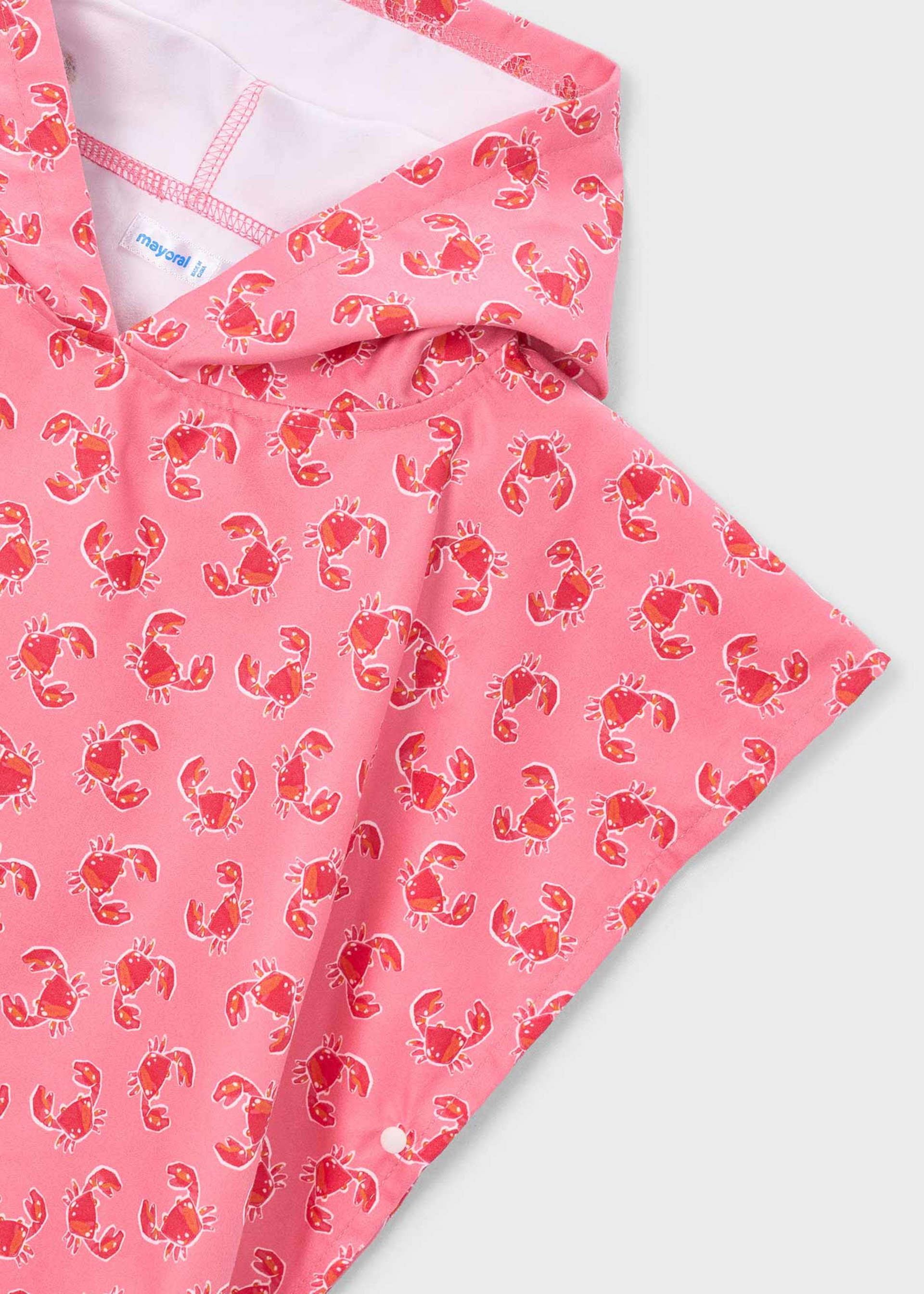 Printed beach towel with hood for babies