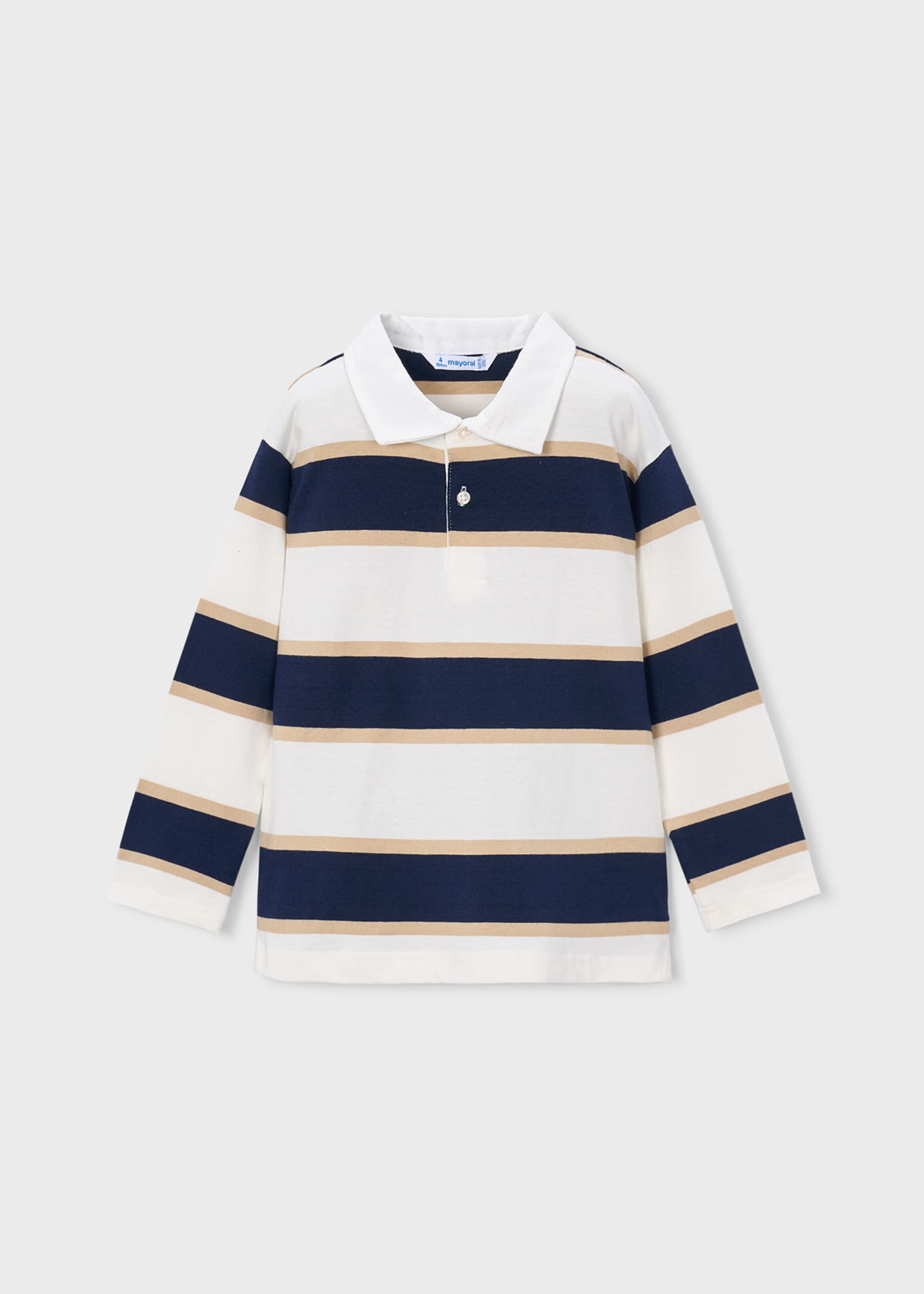 Long-sleeved striped polo shirt for boys