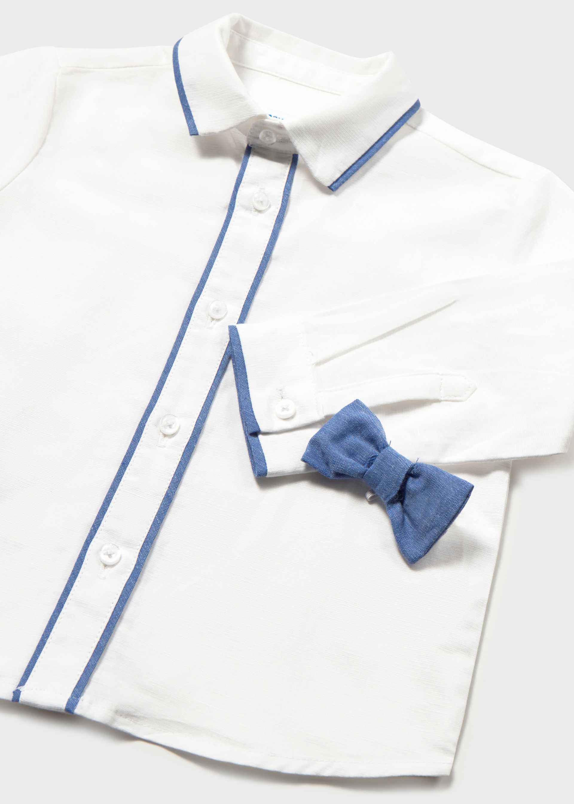 Camisa manga comprida gravata borboleta bebé