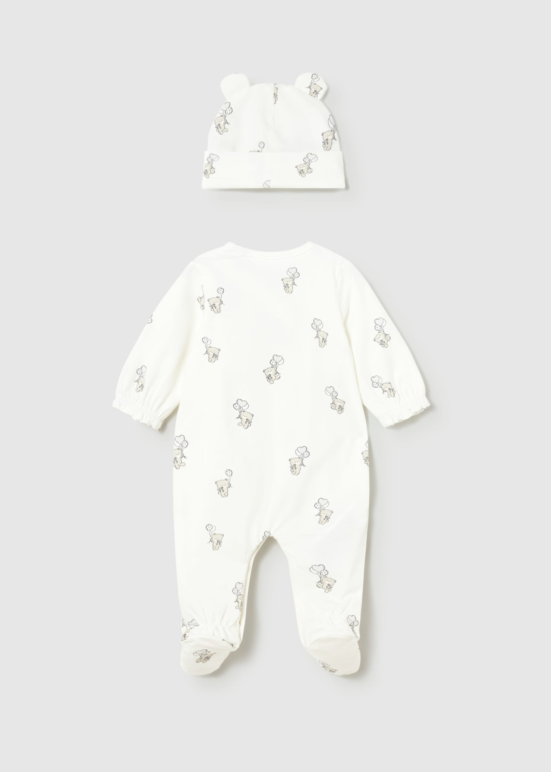 Pijama lunga cu caciulita nou-nascut