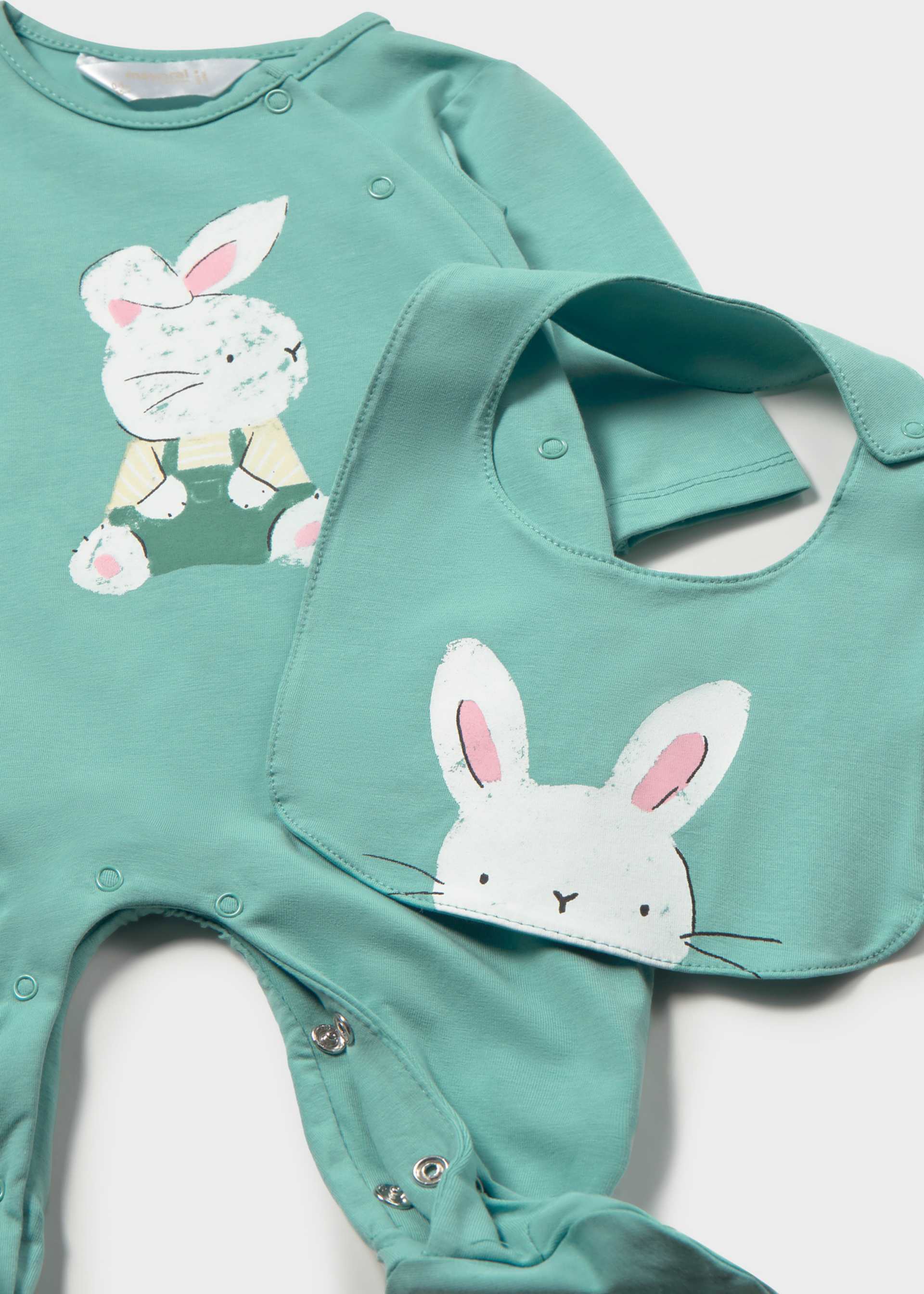 Newborn Boy Silkscreen Print One-Piece with Bib Set