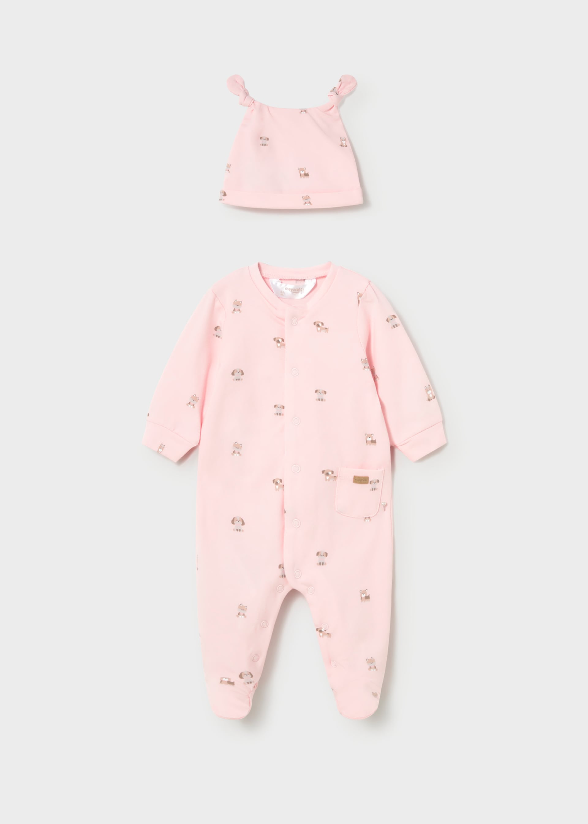 Newborn Boy Printed One-Piece with Hat