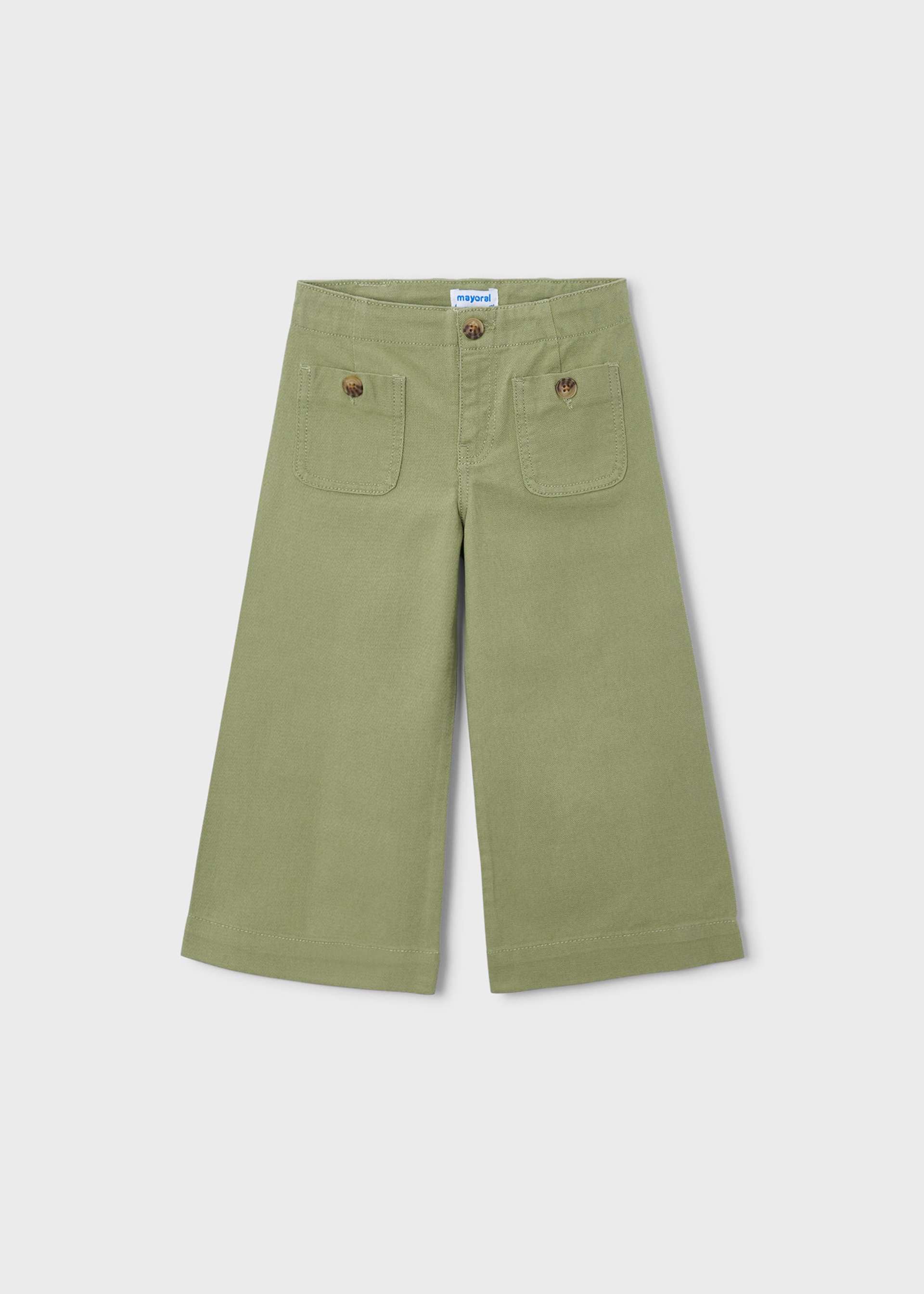 Girls' long twill trousers