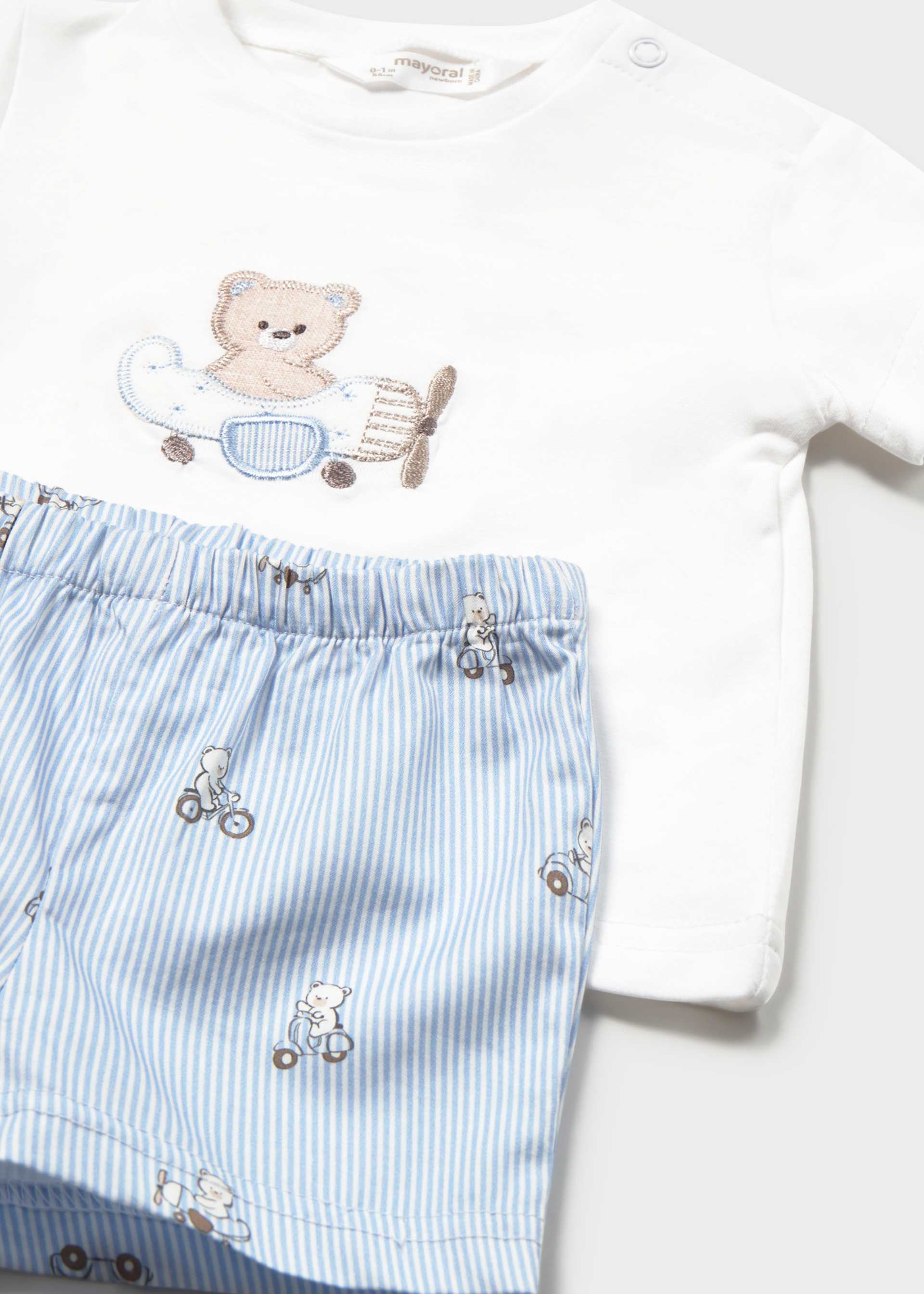 Set kurze Hose und T-Shirt Bärchen Neugeborene