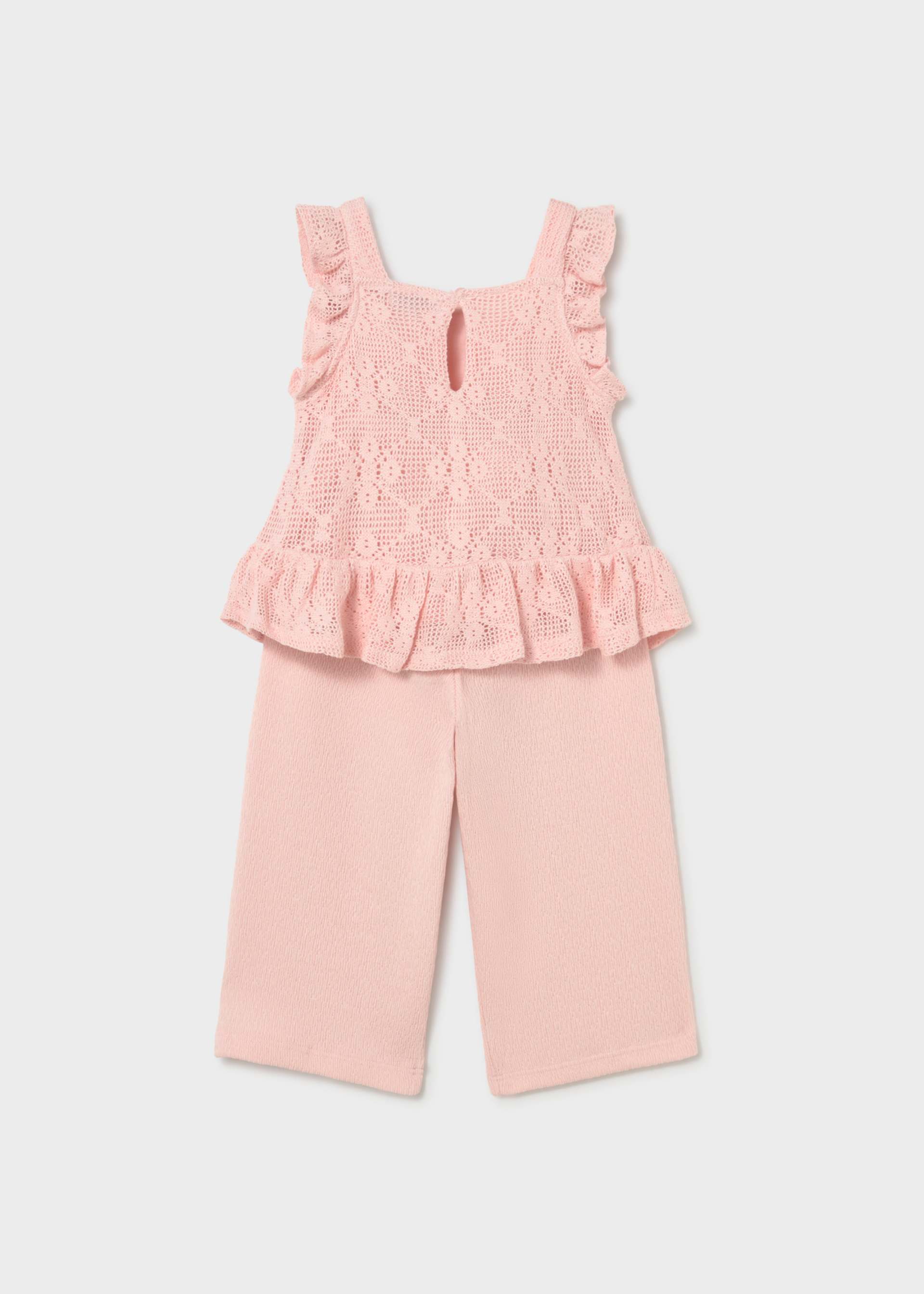 Completo pantalone e top crochet neonata