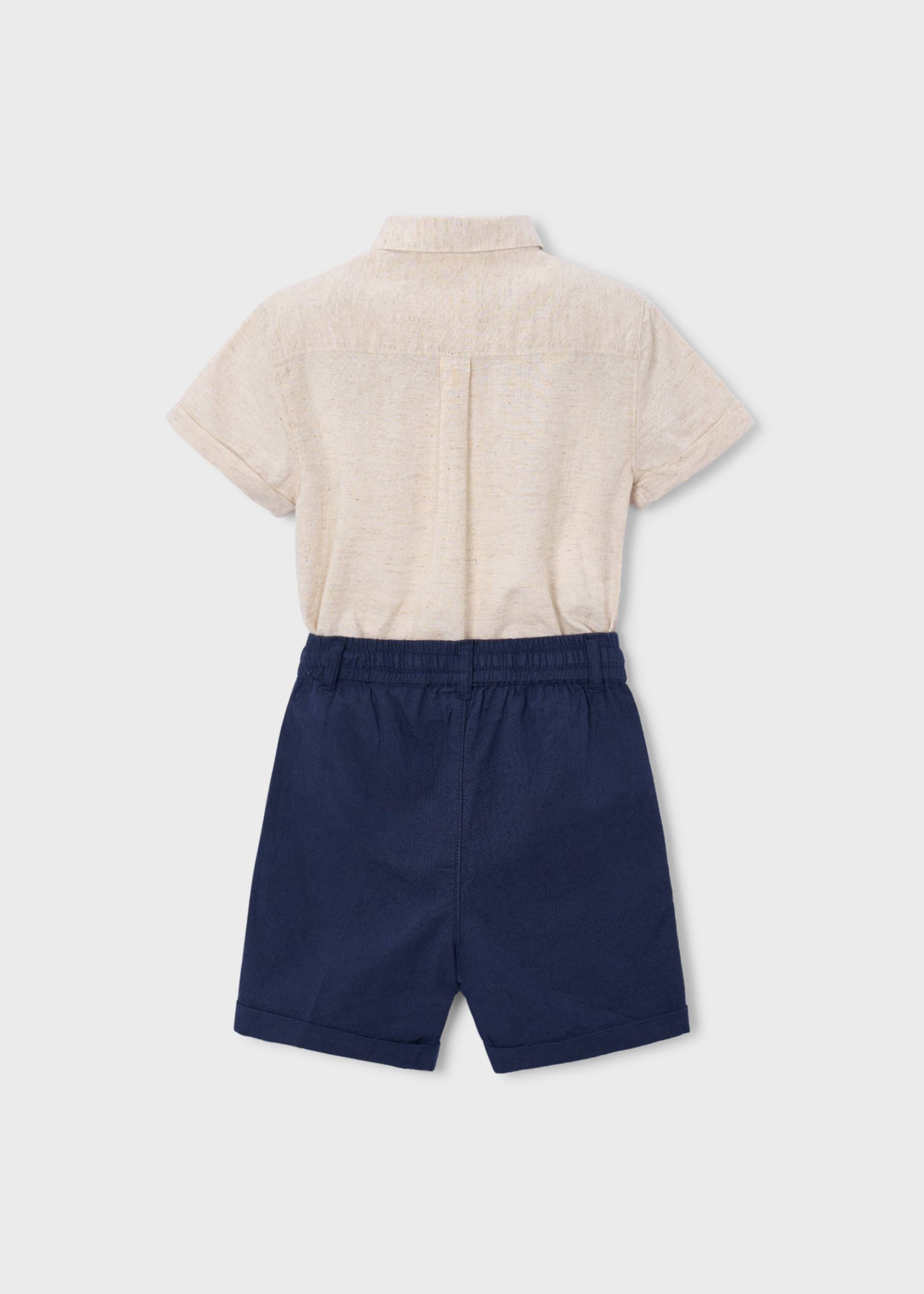 Completo bermuda e camicia in lino bambino