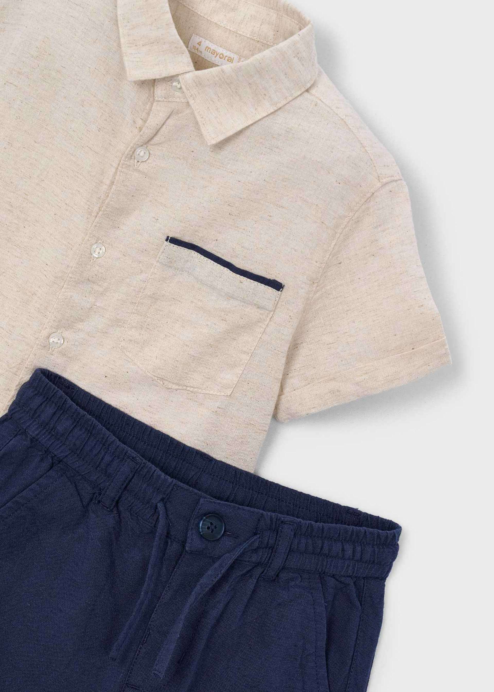 Completo bermuda e camicia in lino bambino