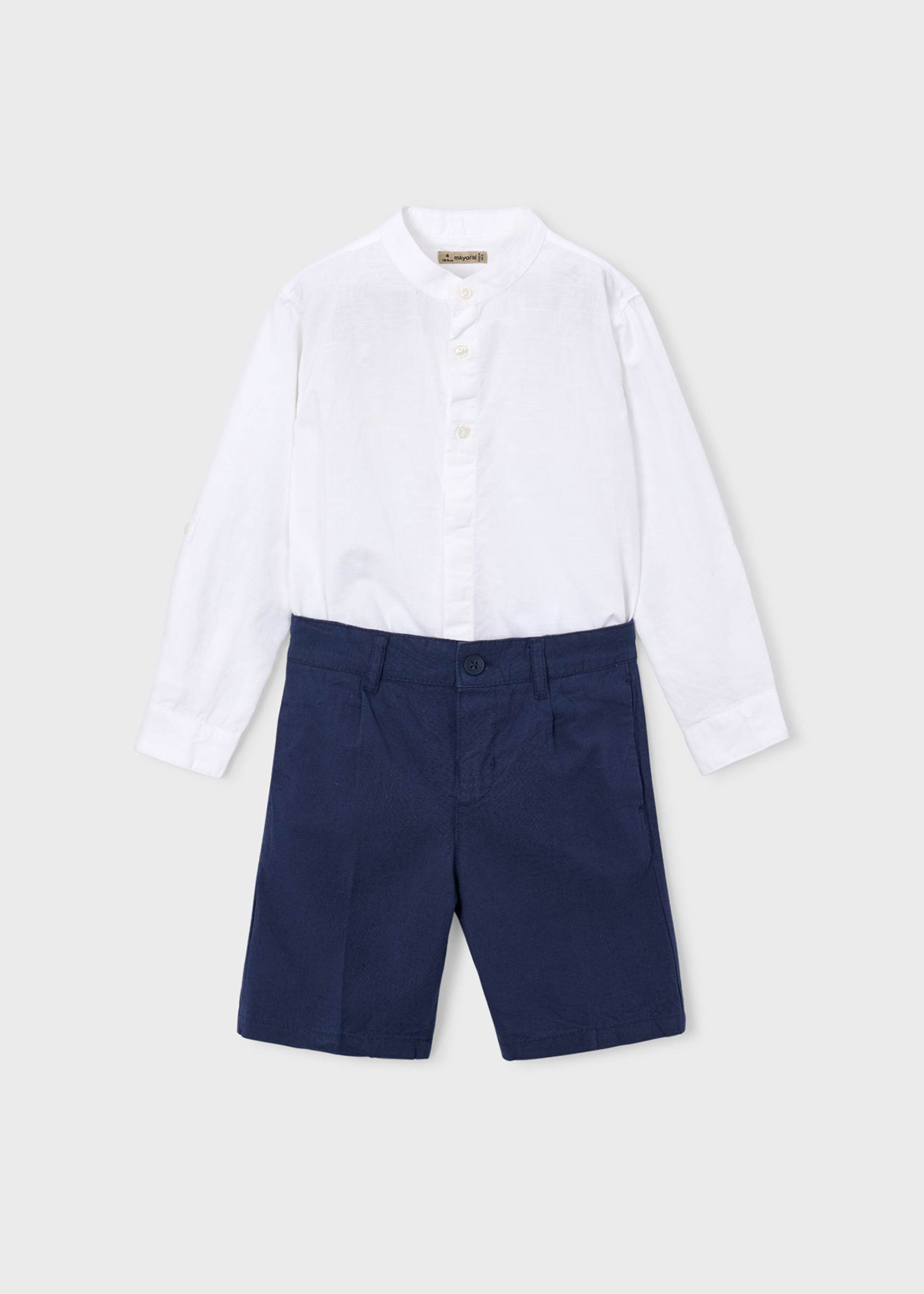 Set Bermudas und langarm Leinenhemd Jungen