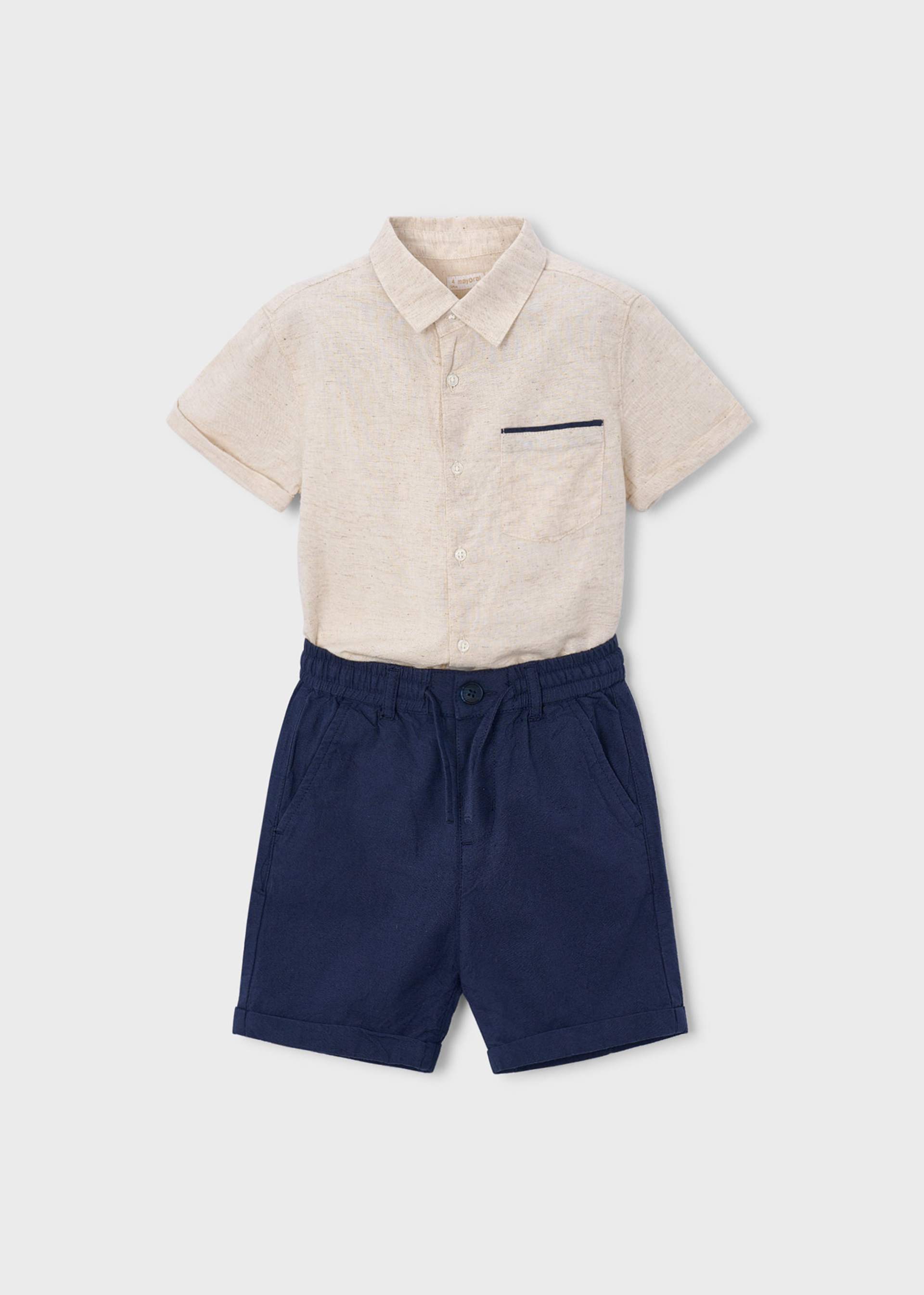 Completo bermuda e camicia in lino bambino