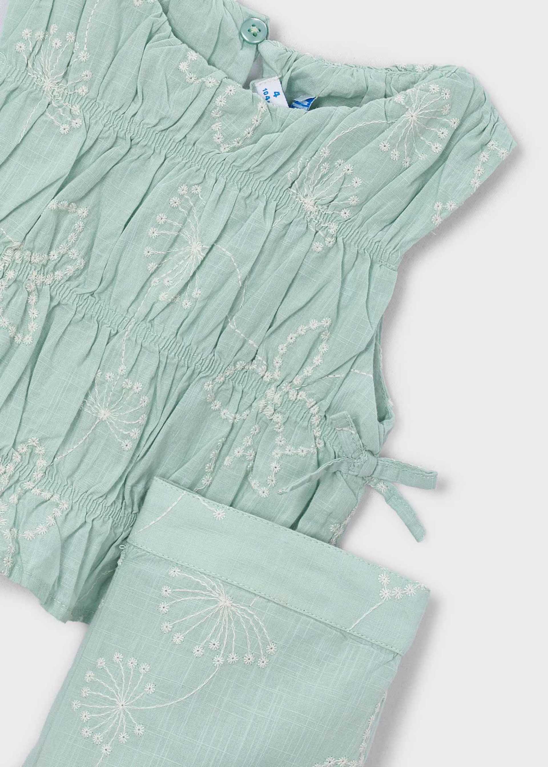 Conjunto pantalón largo y top fruncido para niña