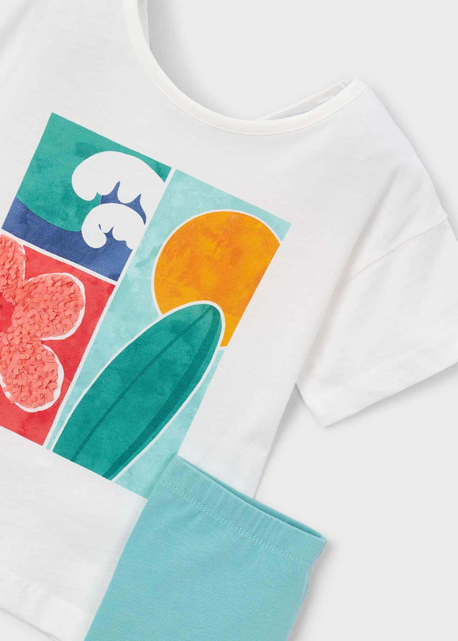 Girl's cropped leggings and T-shirt set