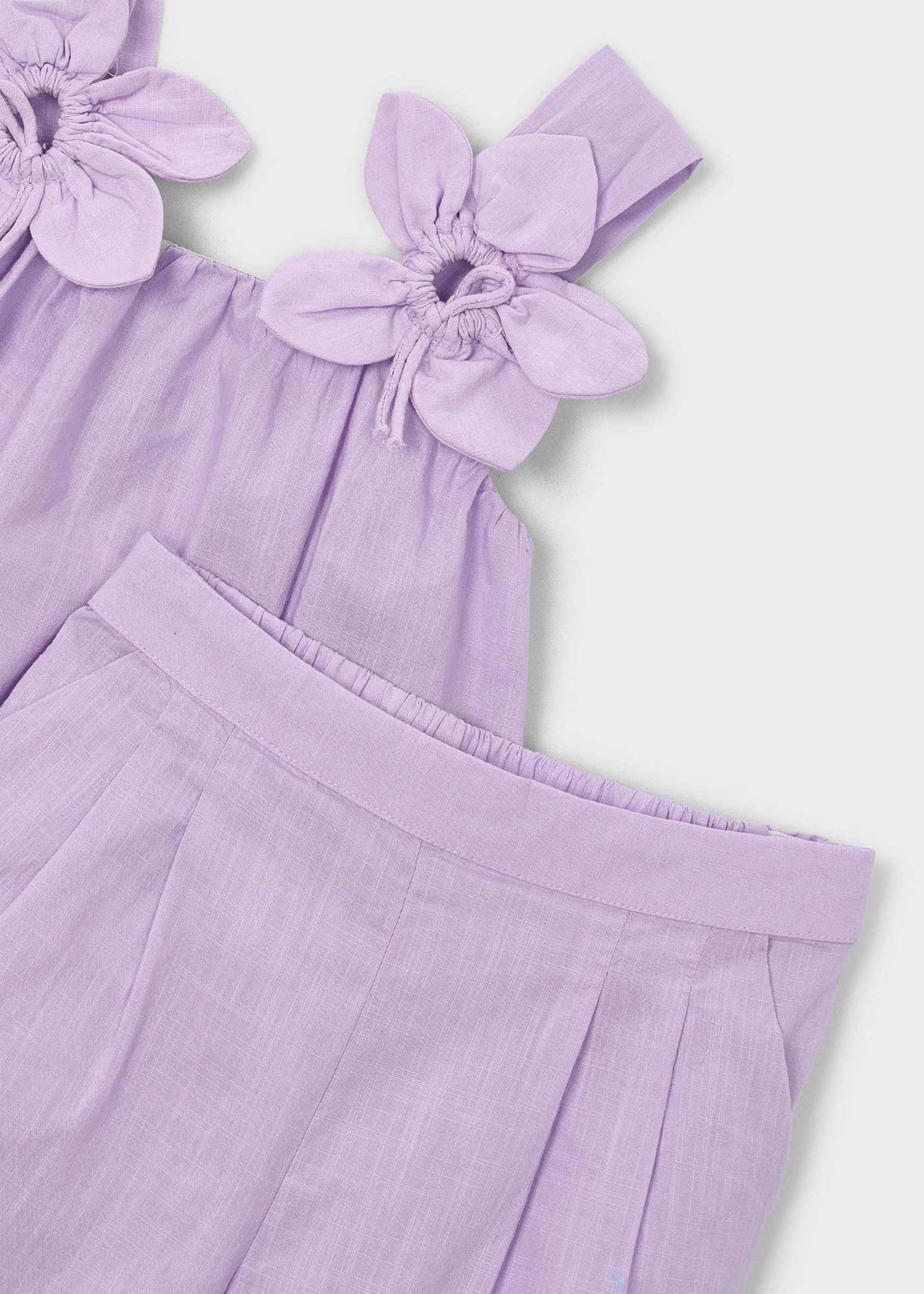 Set lange Hose und Bluse Blumen Mädchen