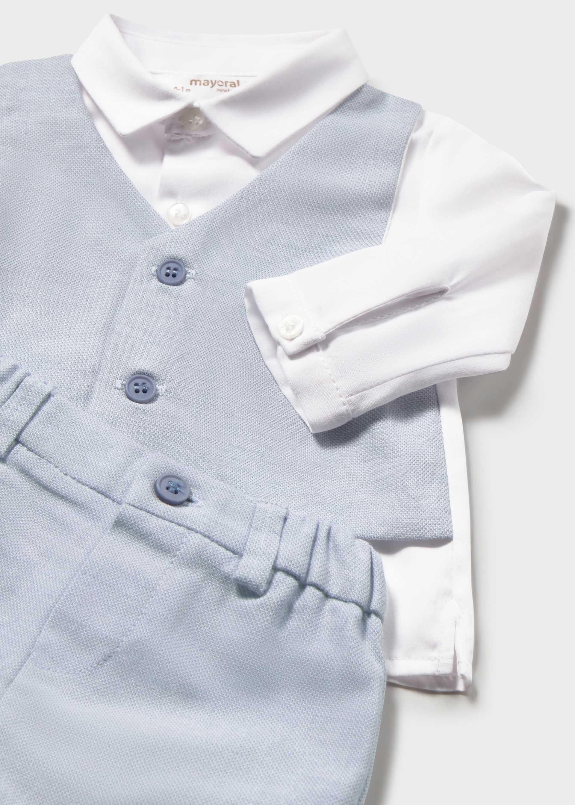 Newborn Boy Shorts and Shirt with Faux Vest Set