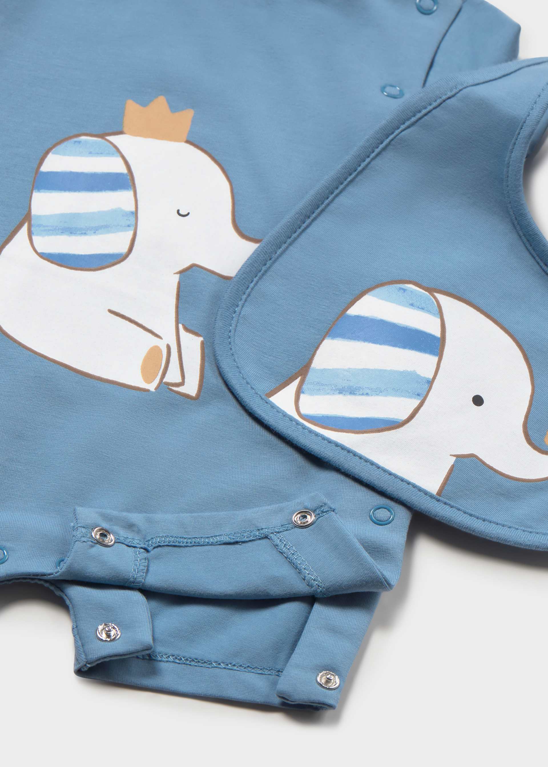 Newborn Boy Romper with Bib Set