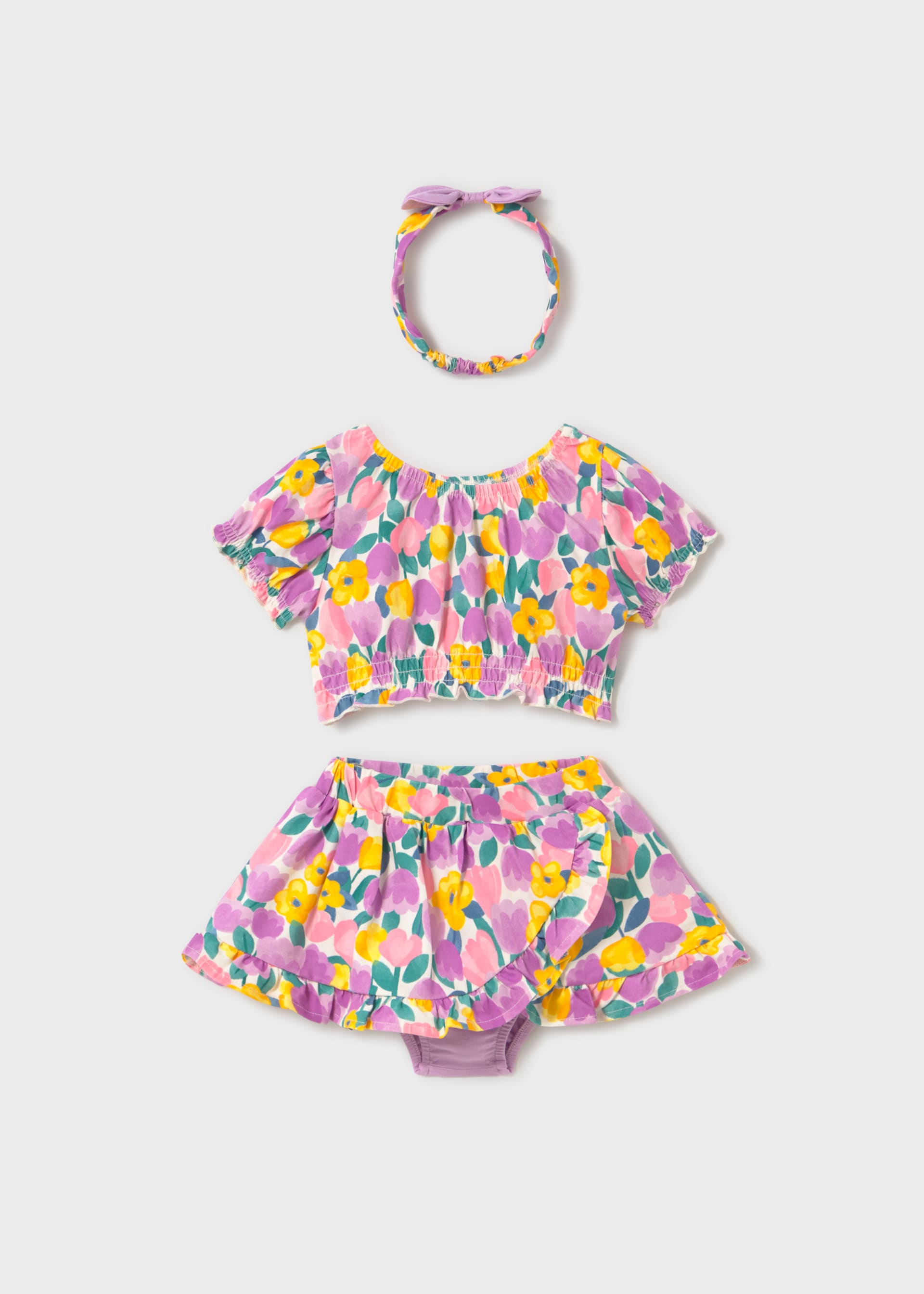 3-piece skirt set baby with headband