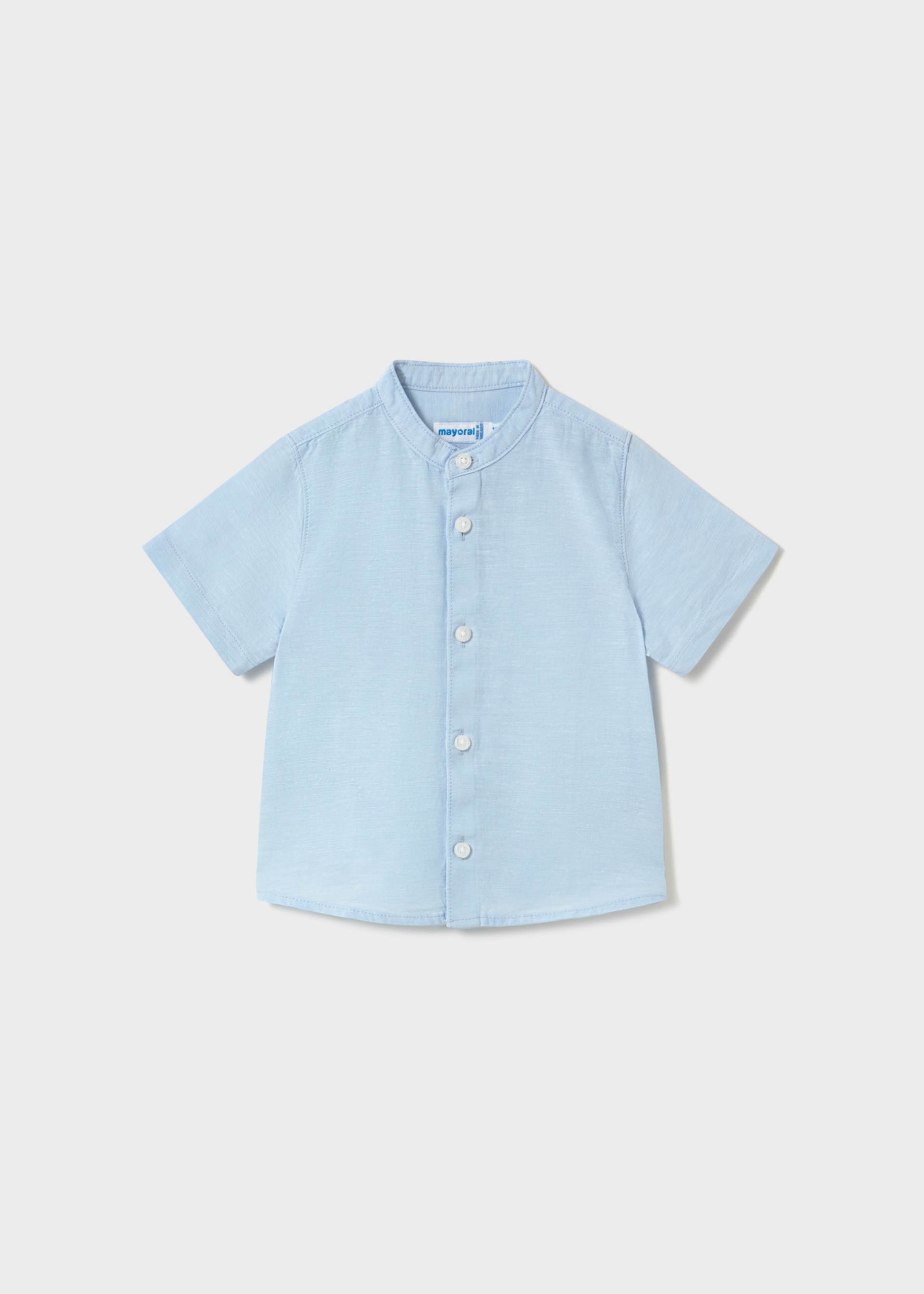 Camisa com linho e gola mao bebé
