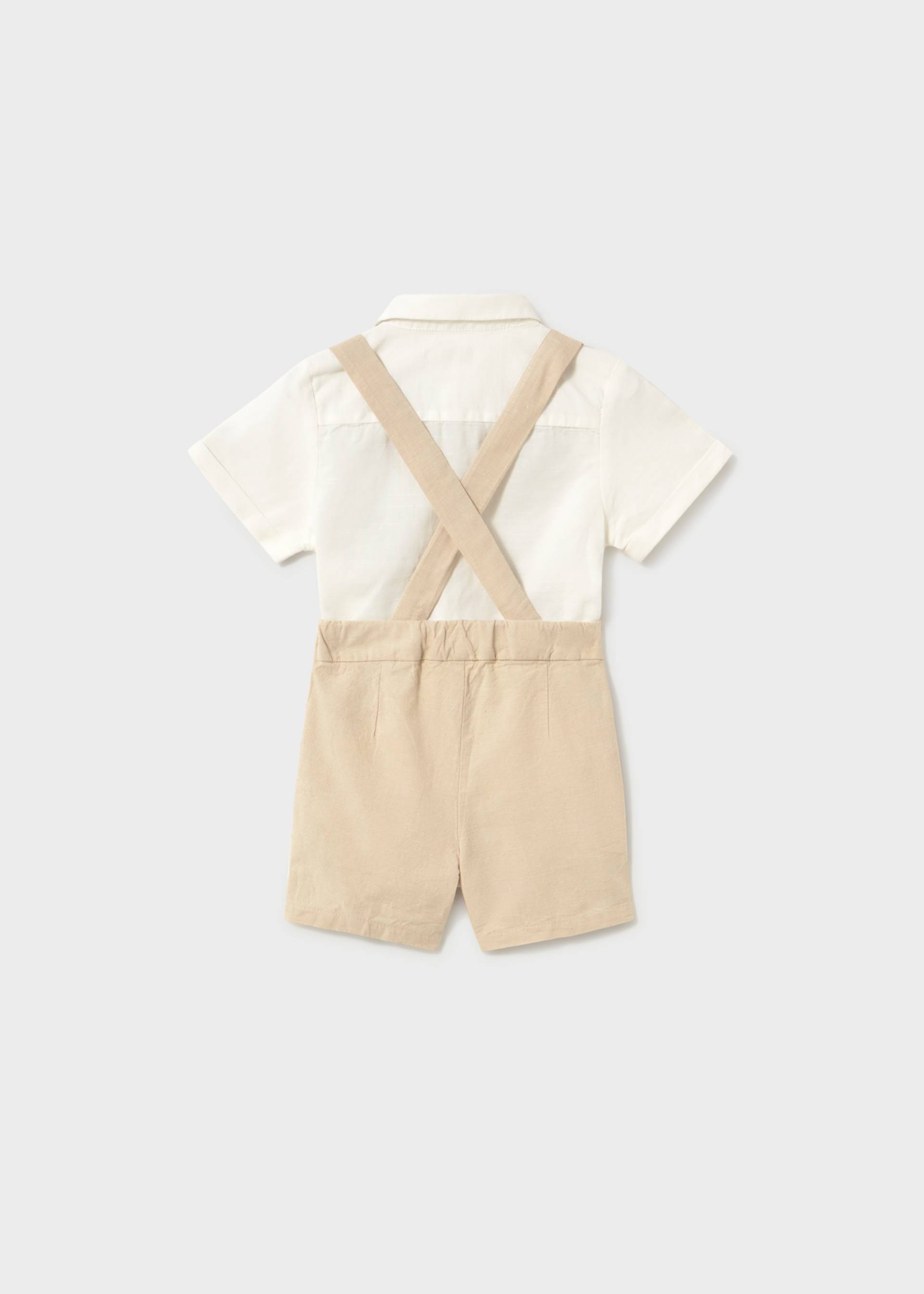Completo pantaloncine e camicia con papillon neonato