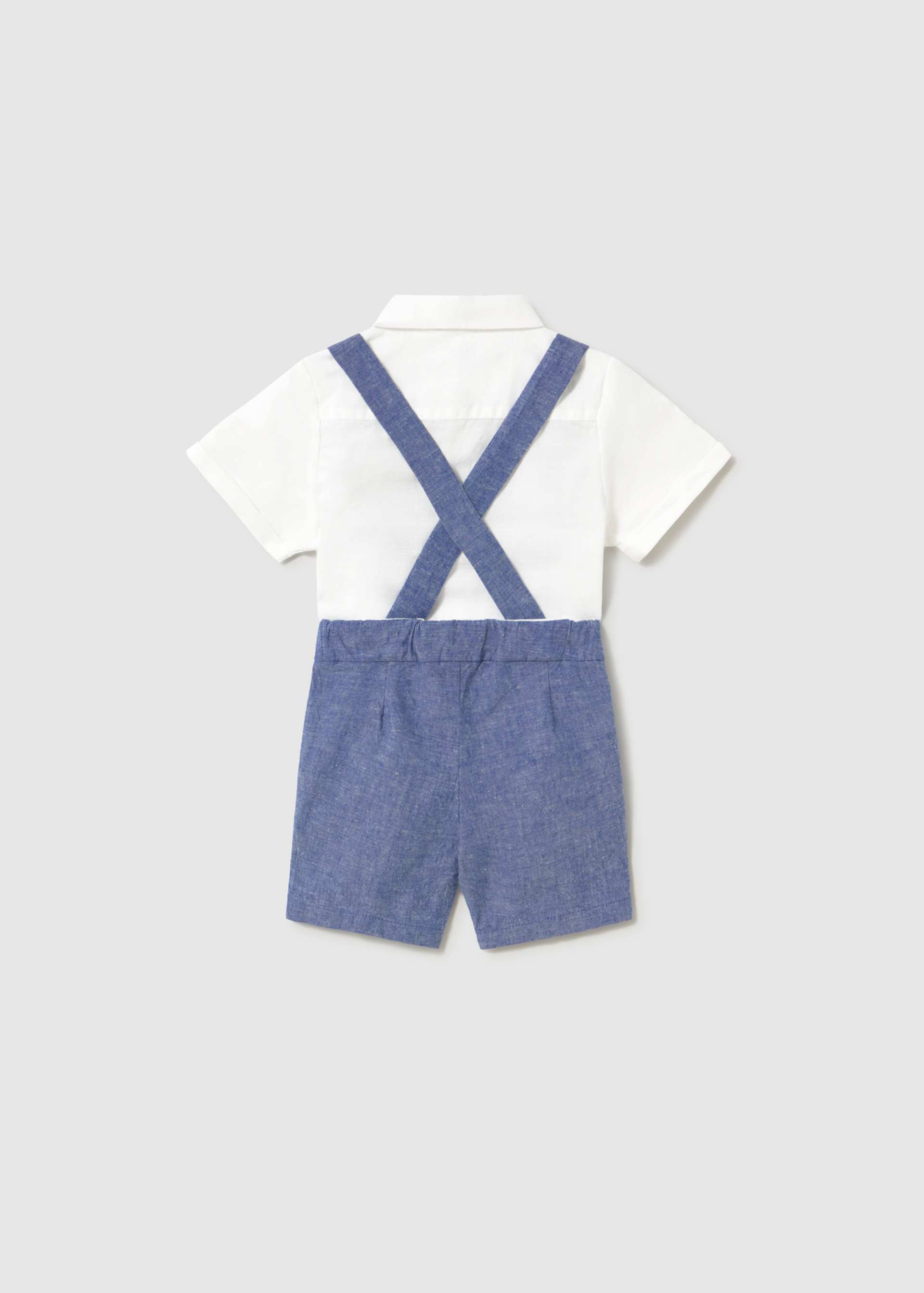 Completo pantaloncine e camicia con papillon neonato