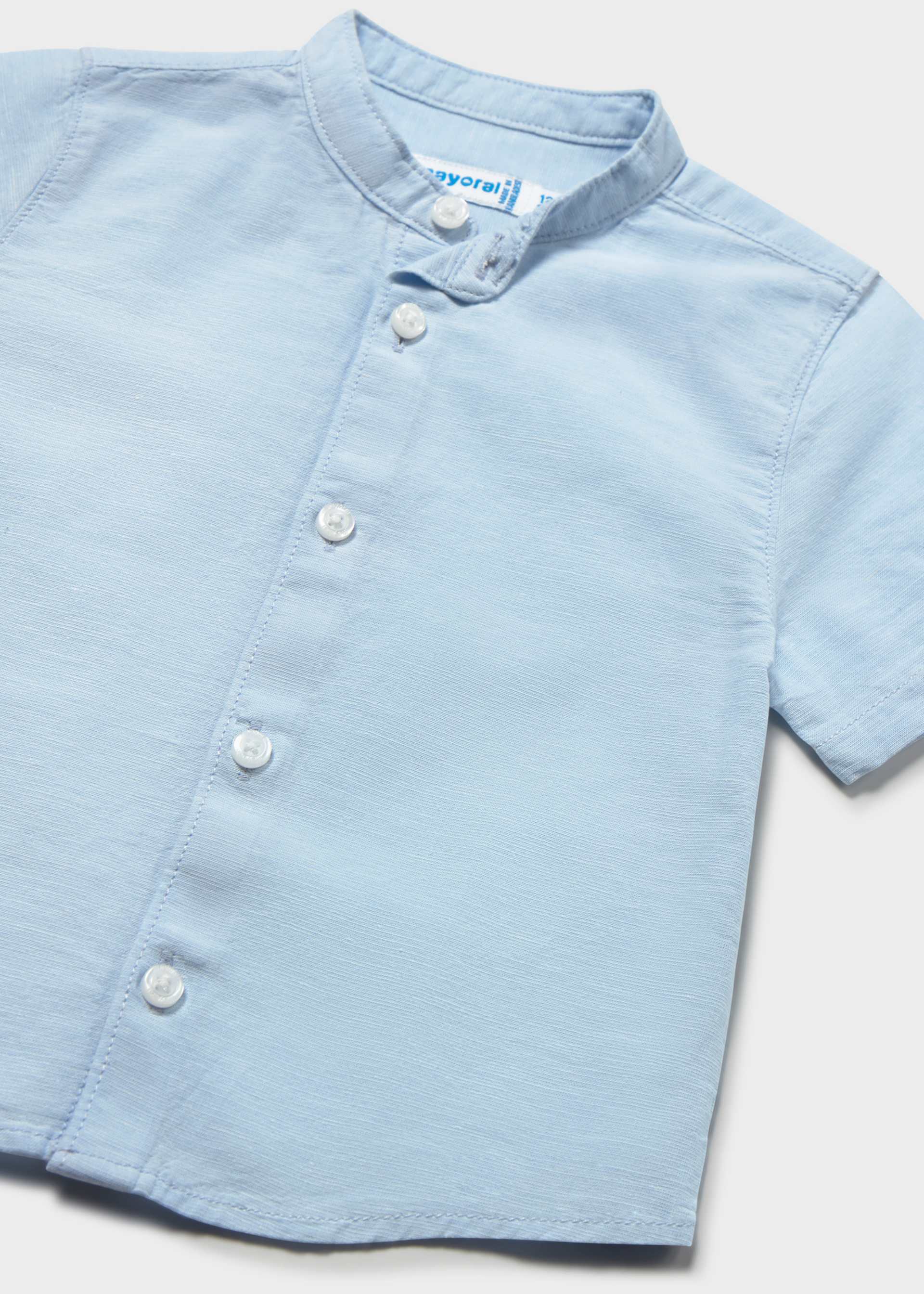 Camisa com linho e gola mao bebé