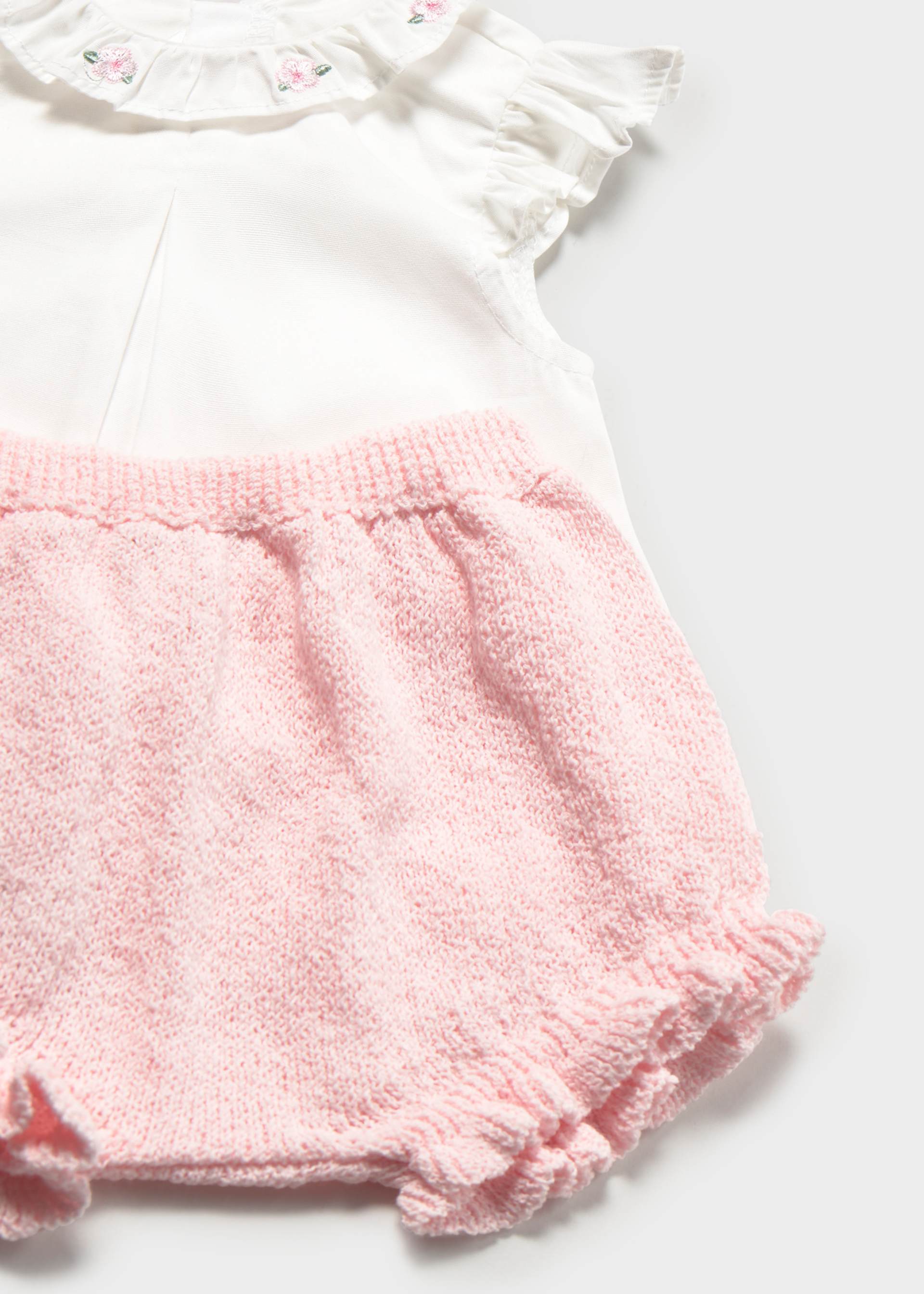 Newborn romper and ruffled blouse set