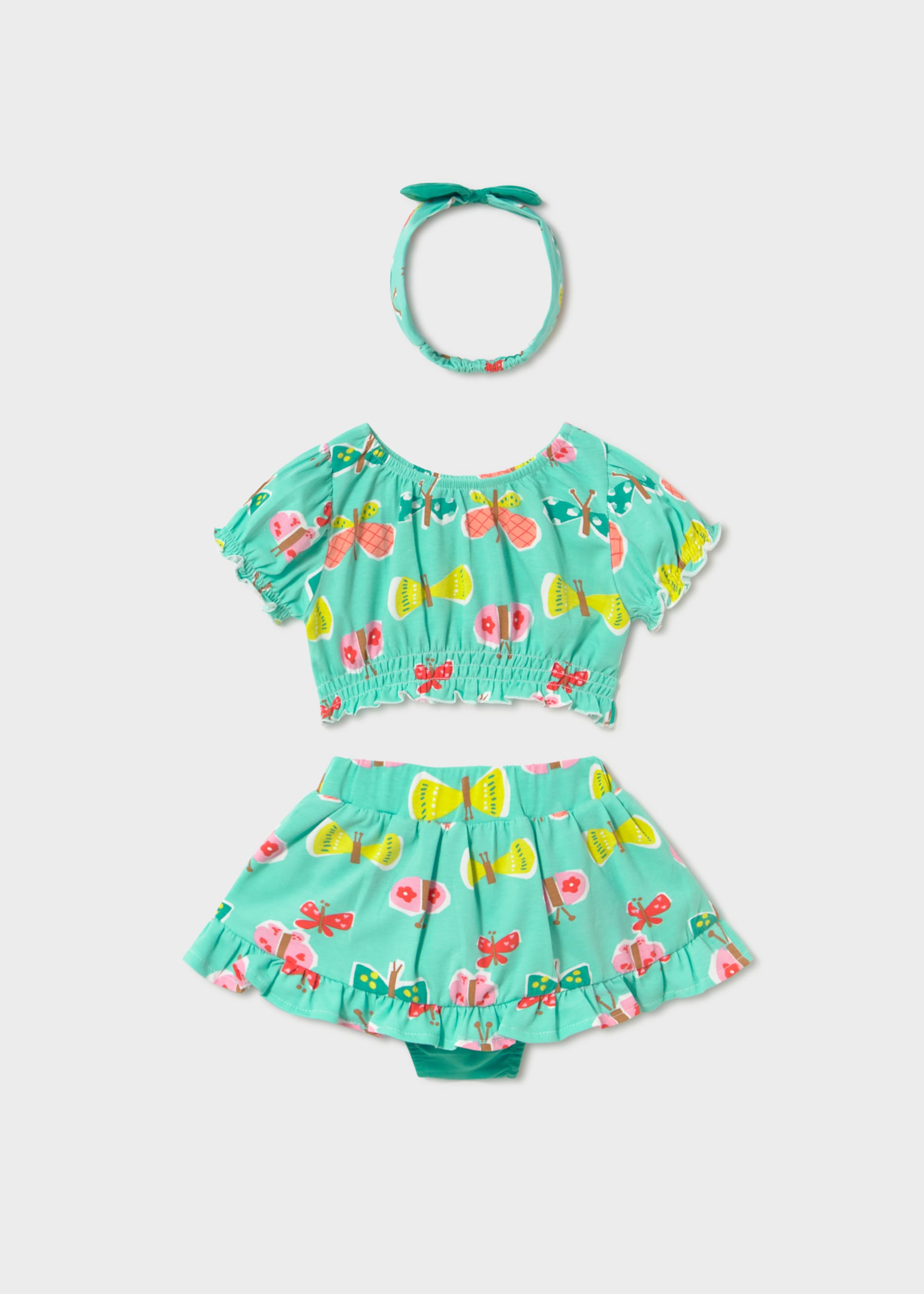 3-piece skirt set baby with headband