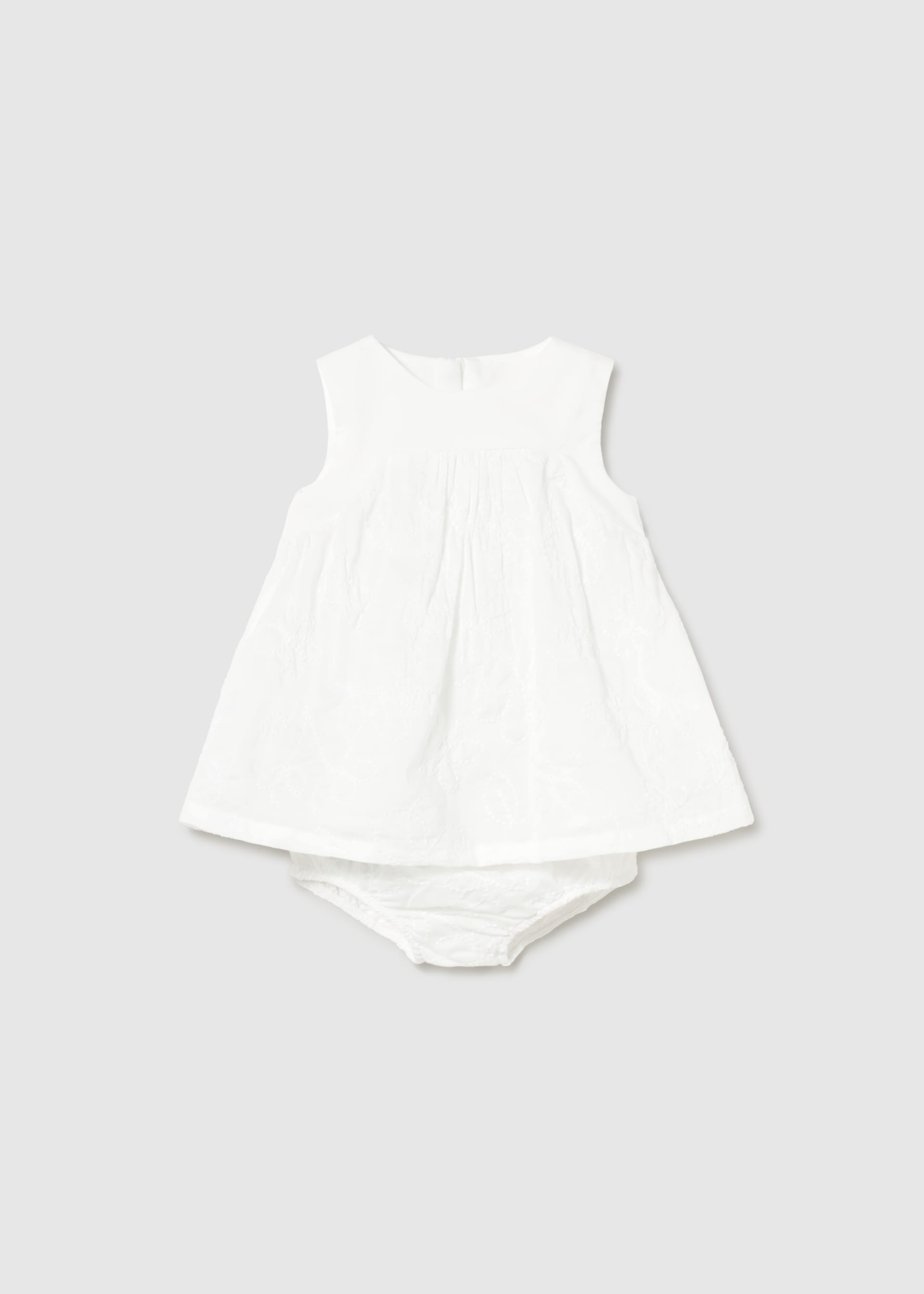 Embroidered dress newborn with nappy cover