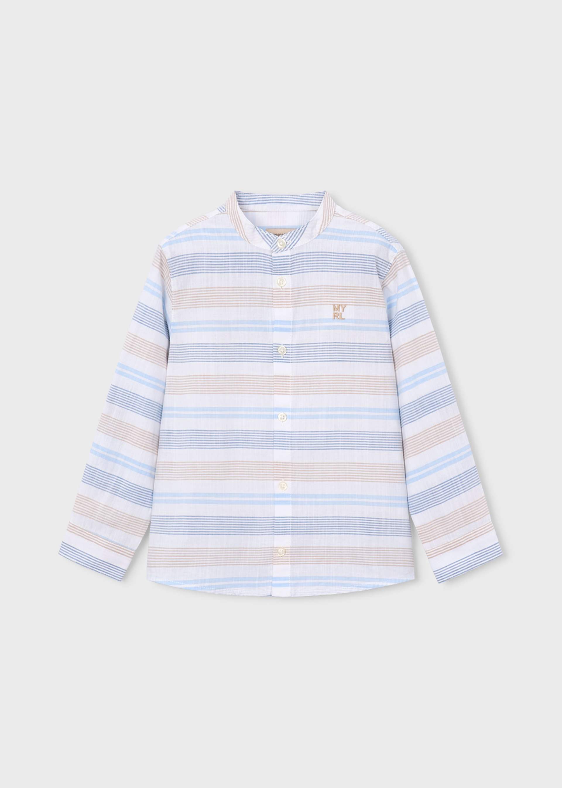 Striped shirt with mandarin collar