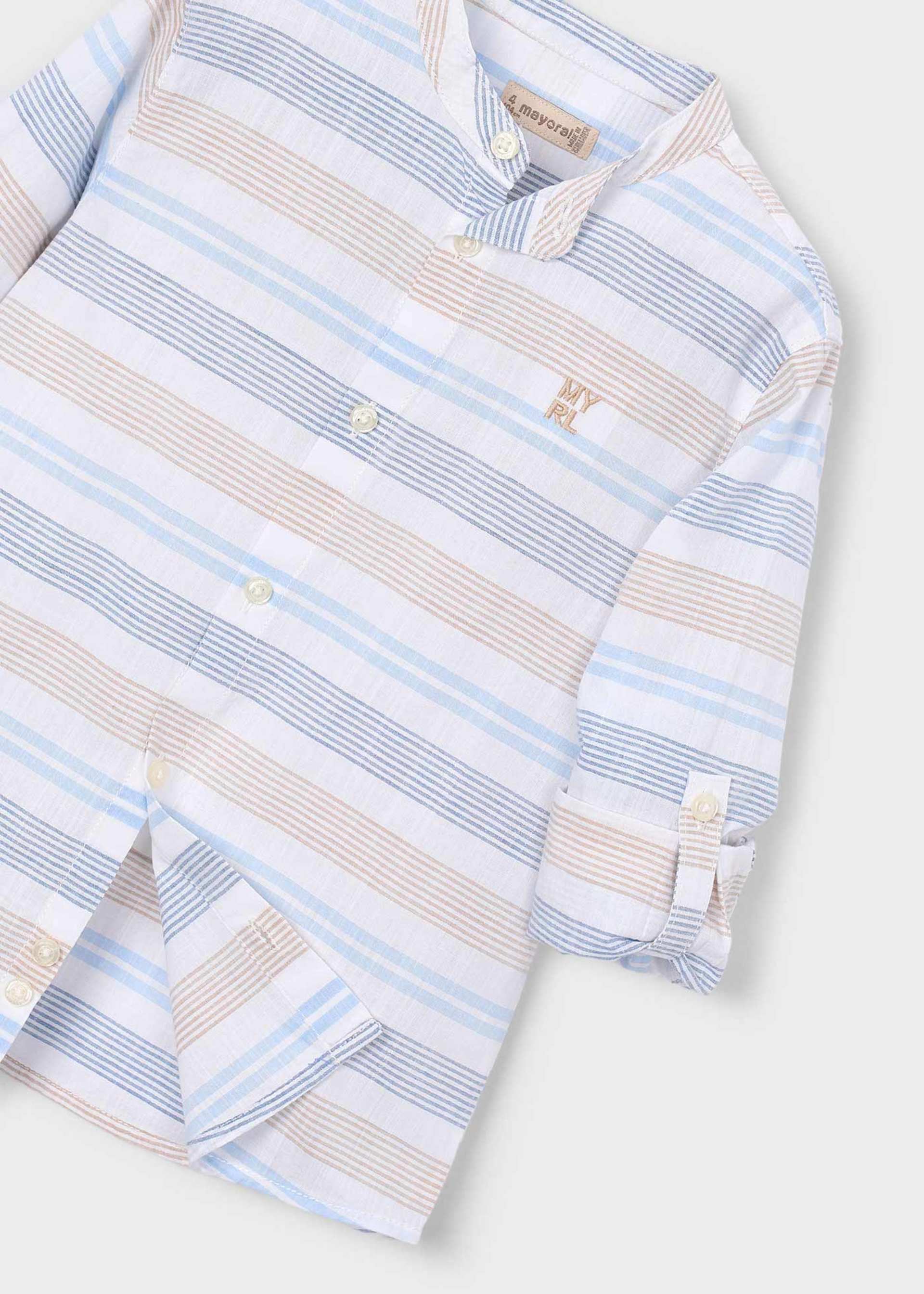 Striped shirt with mandarin collar