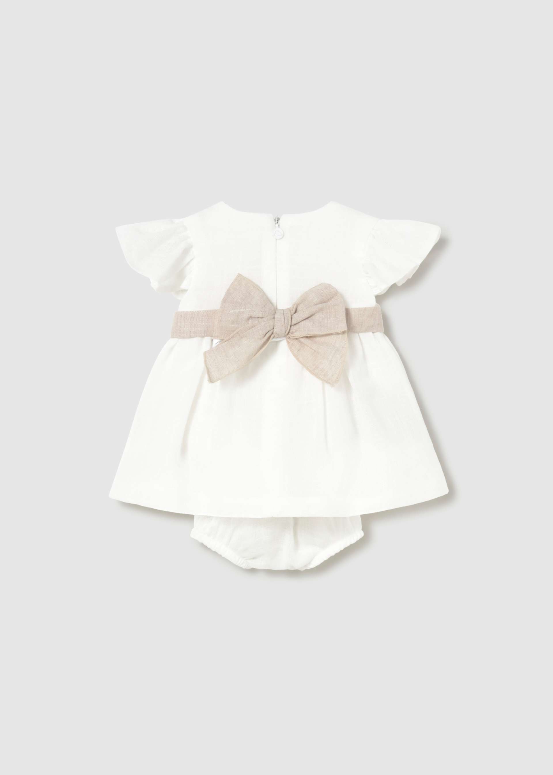 Newborn Girl Dress with Floral Sash and Bloomers