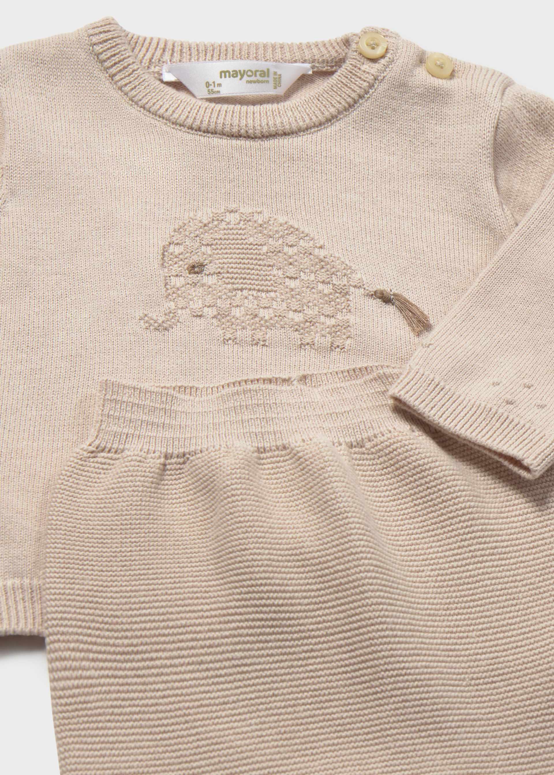 Completo ghettina e maglione tricot neonato