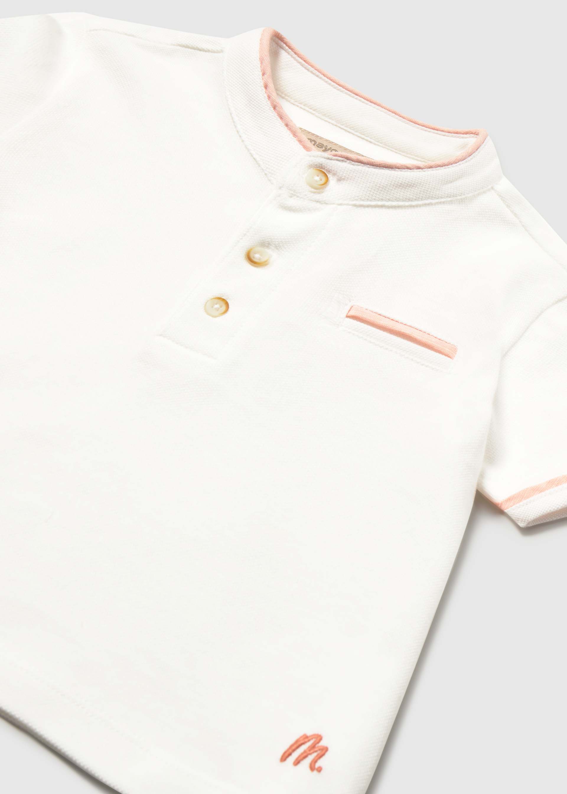 Contrasting polo shirt with mandarin collar