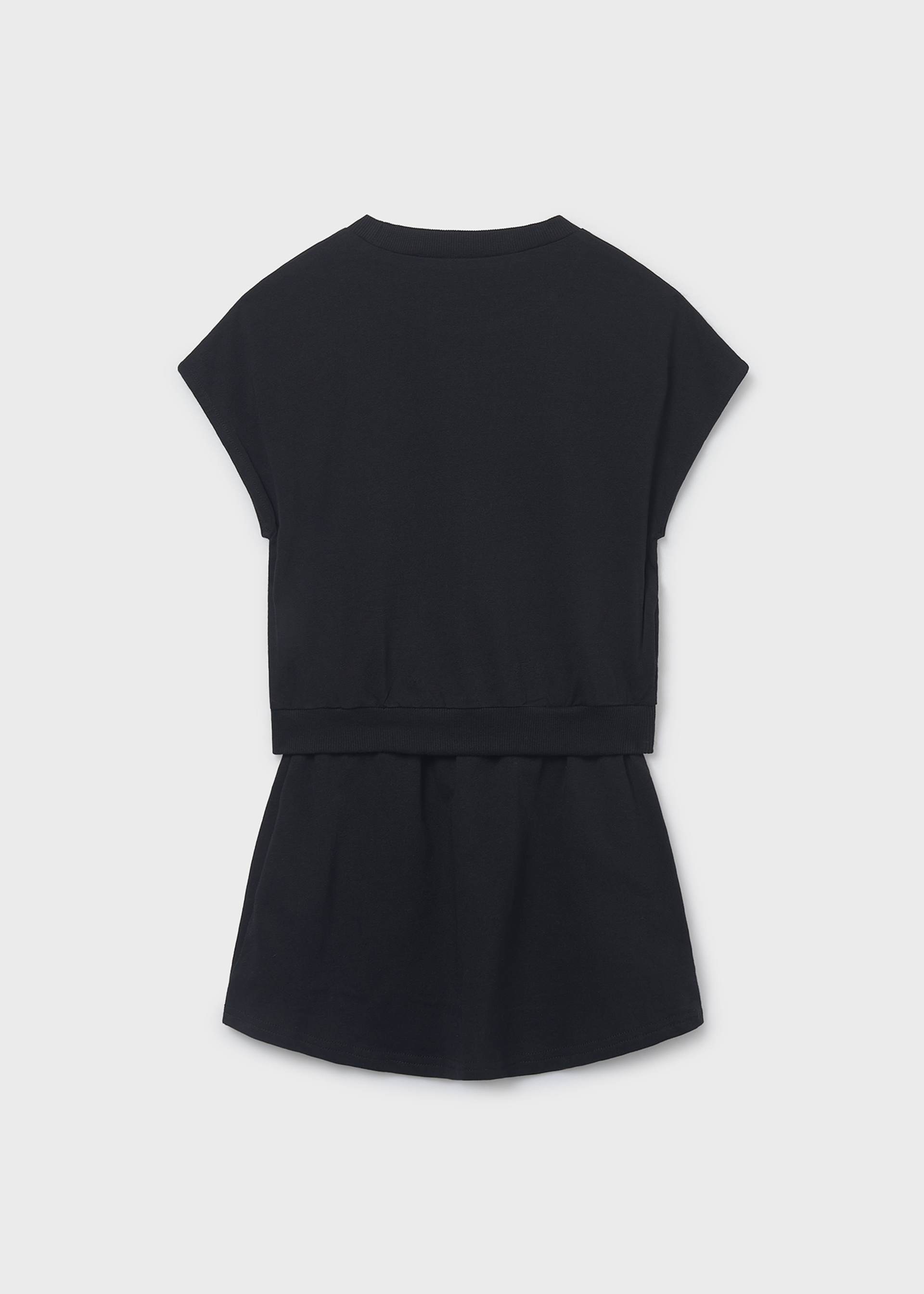 Contrast skirt and T-shirt set for girls
