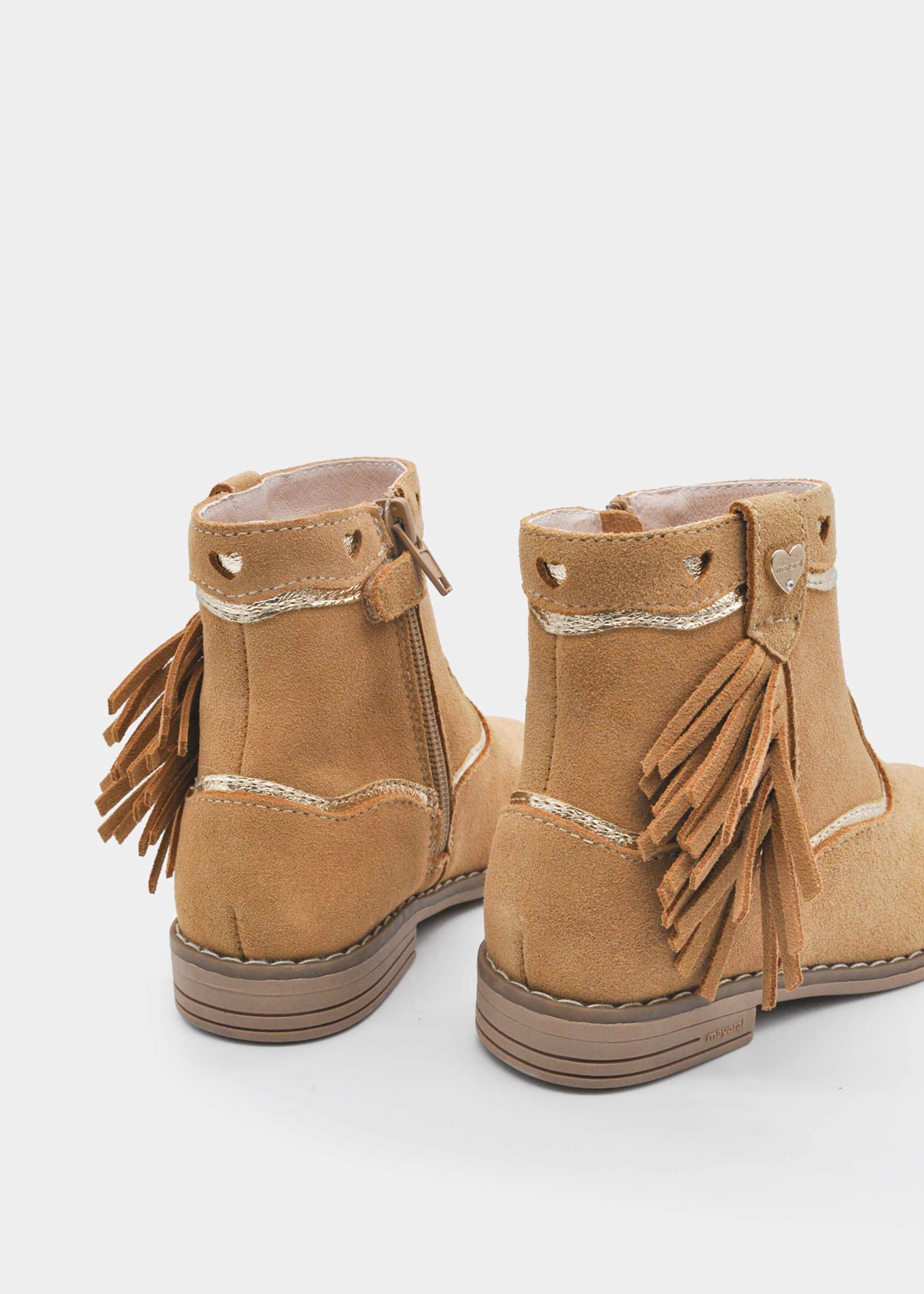 Girls' split-leather ankle boots
