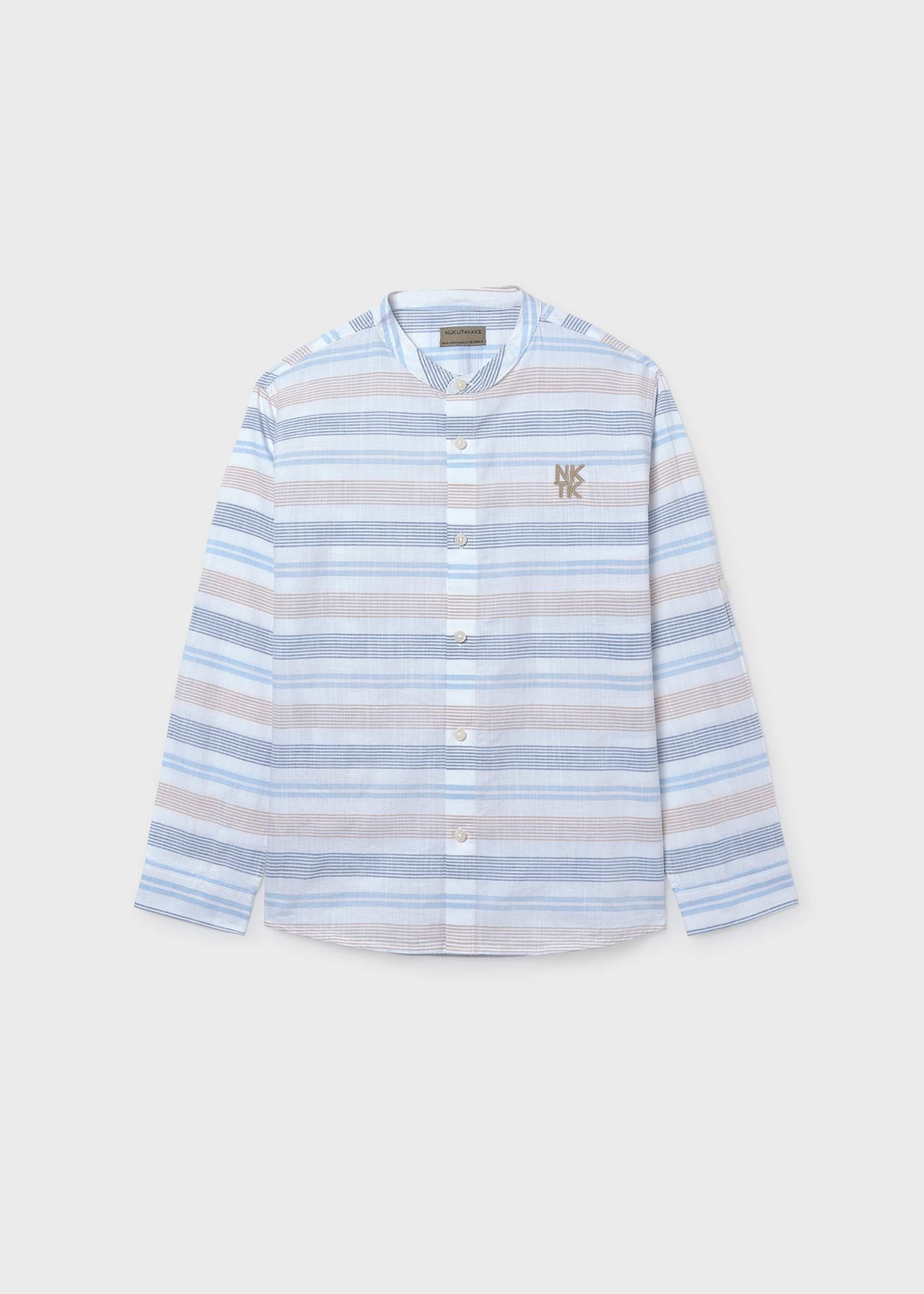 Chemise rayée col mao garçon