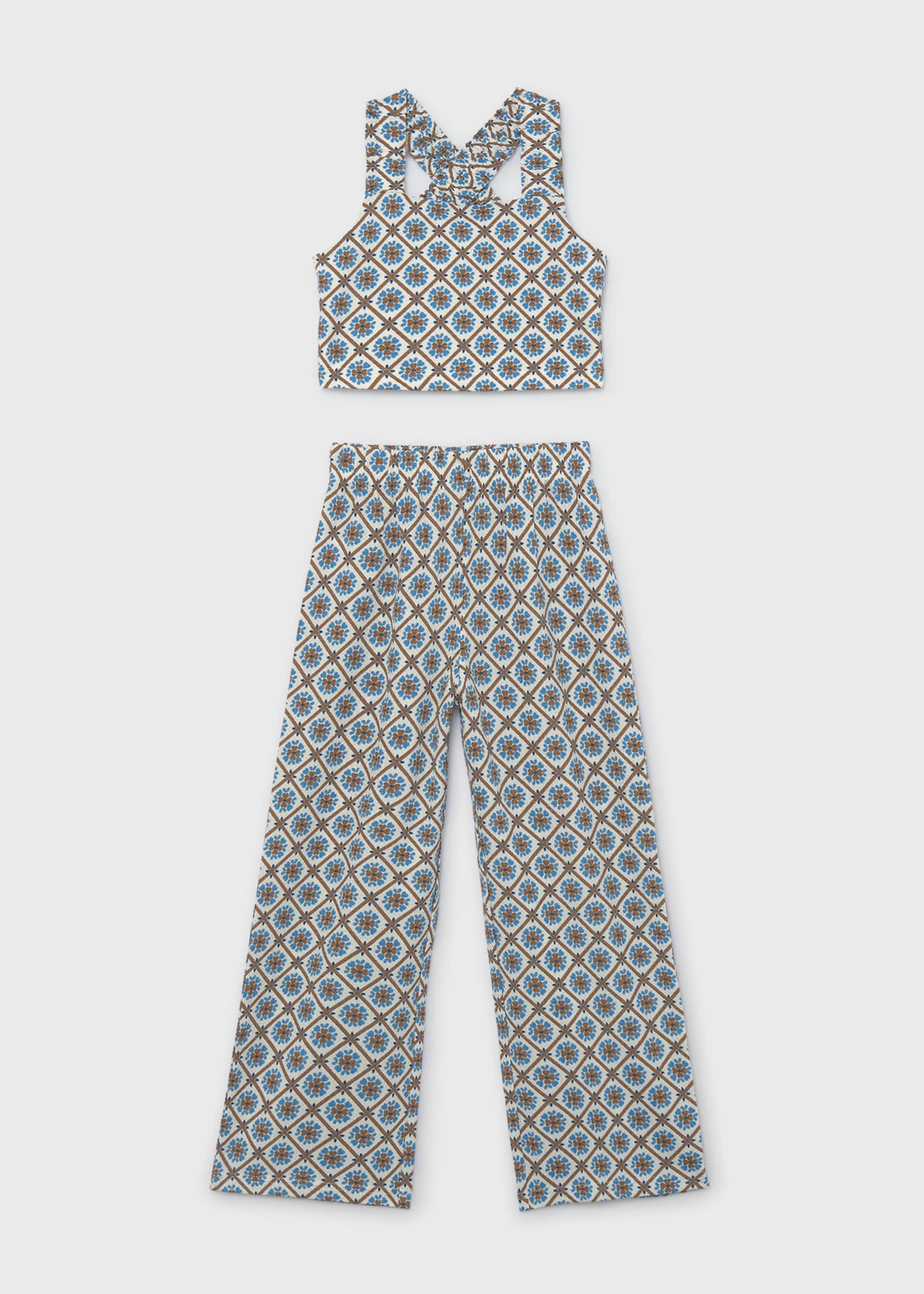 Girls' printed top and trousers set