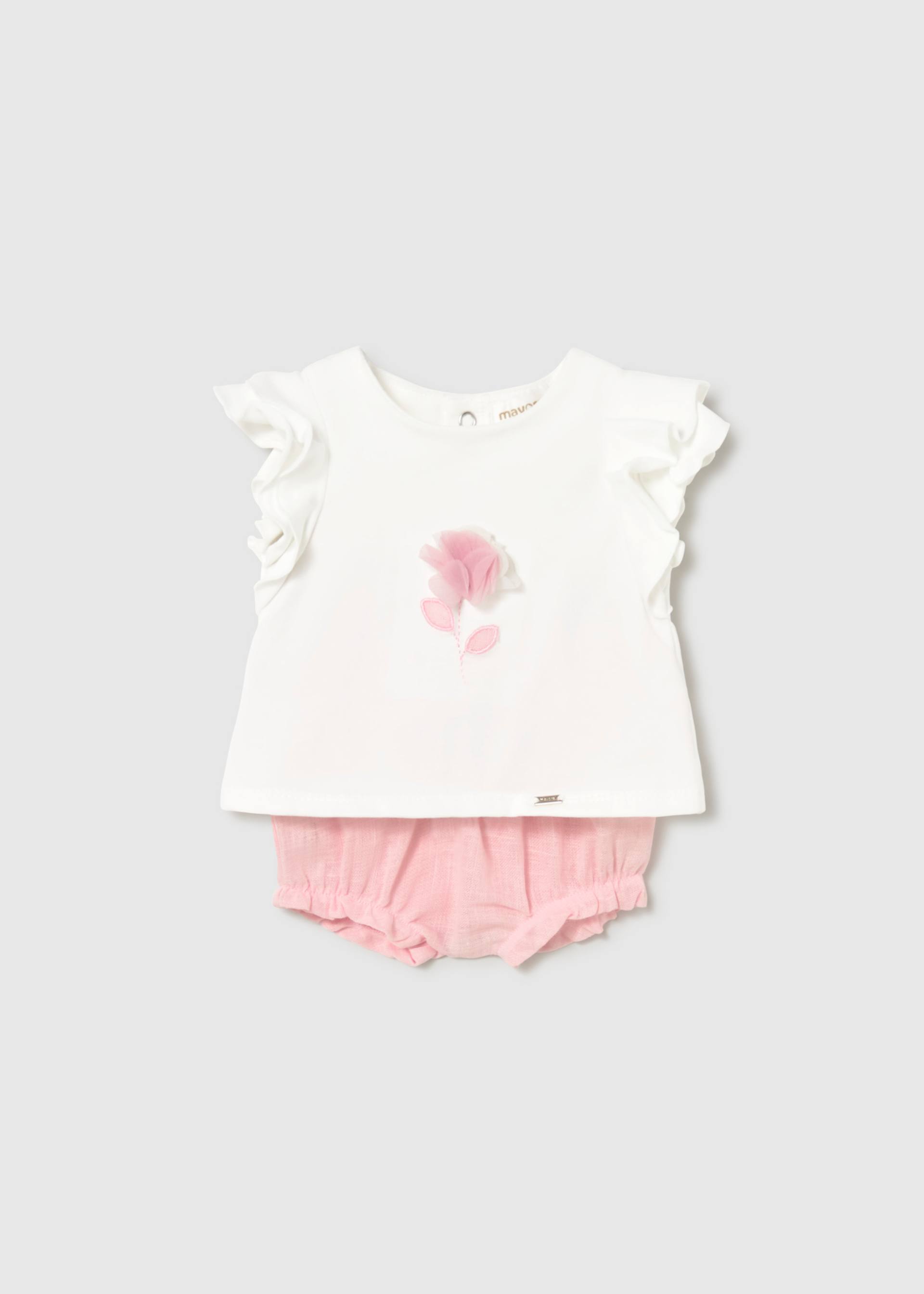 Conjunto short y playera flor recién nacida
