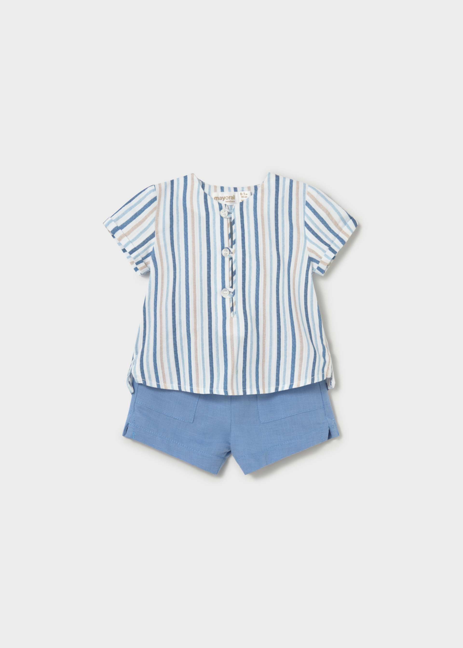 Conjunto short y camisa de rayas recién nacido